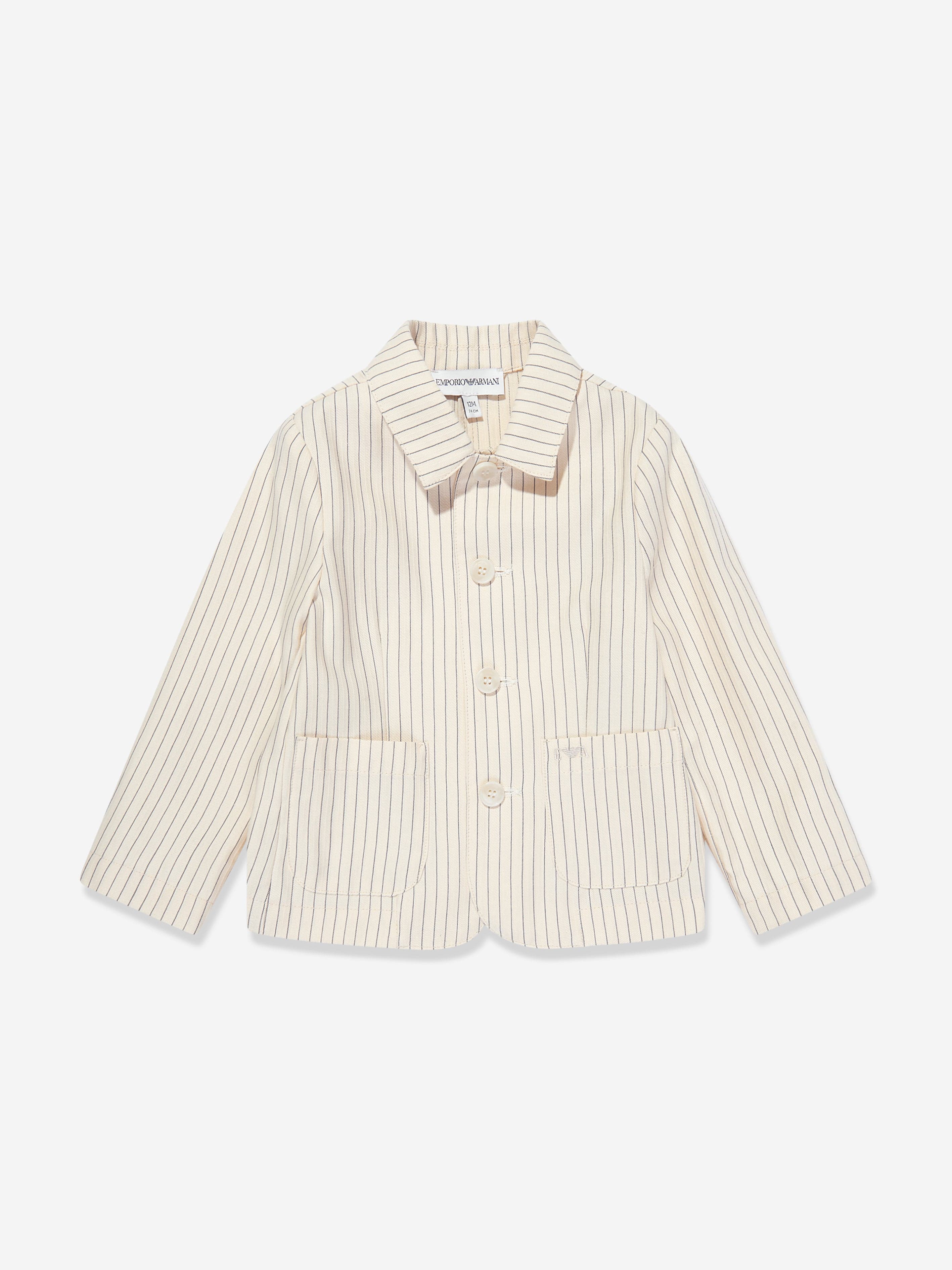 Baby Boys Striped Linen Jacket in Ivory | Childsplay Clothing