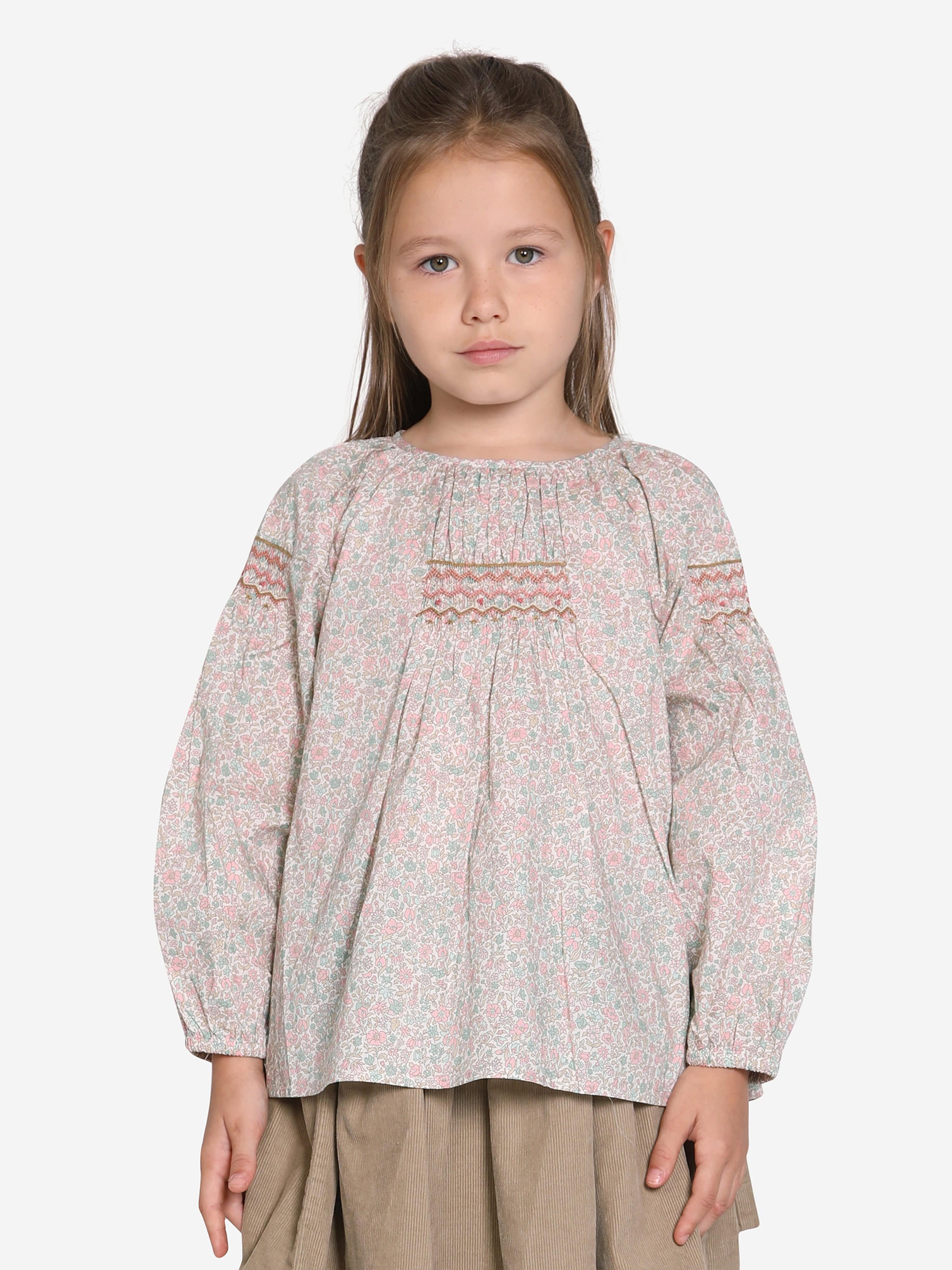 Bonpoint sale girls cotton smocked floral blouse 10