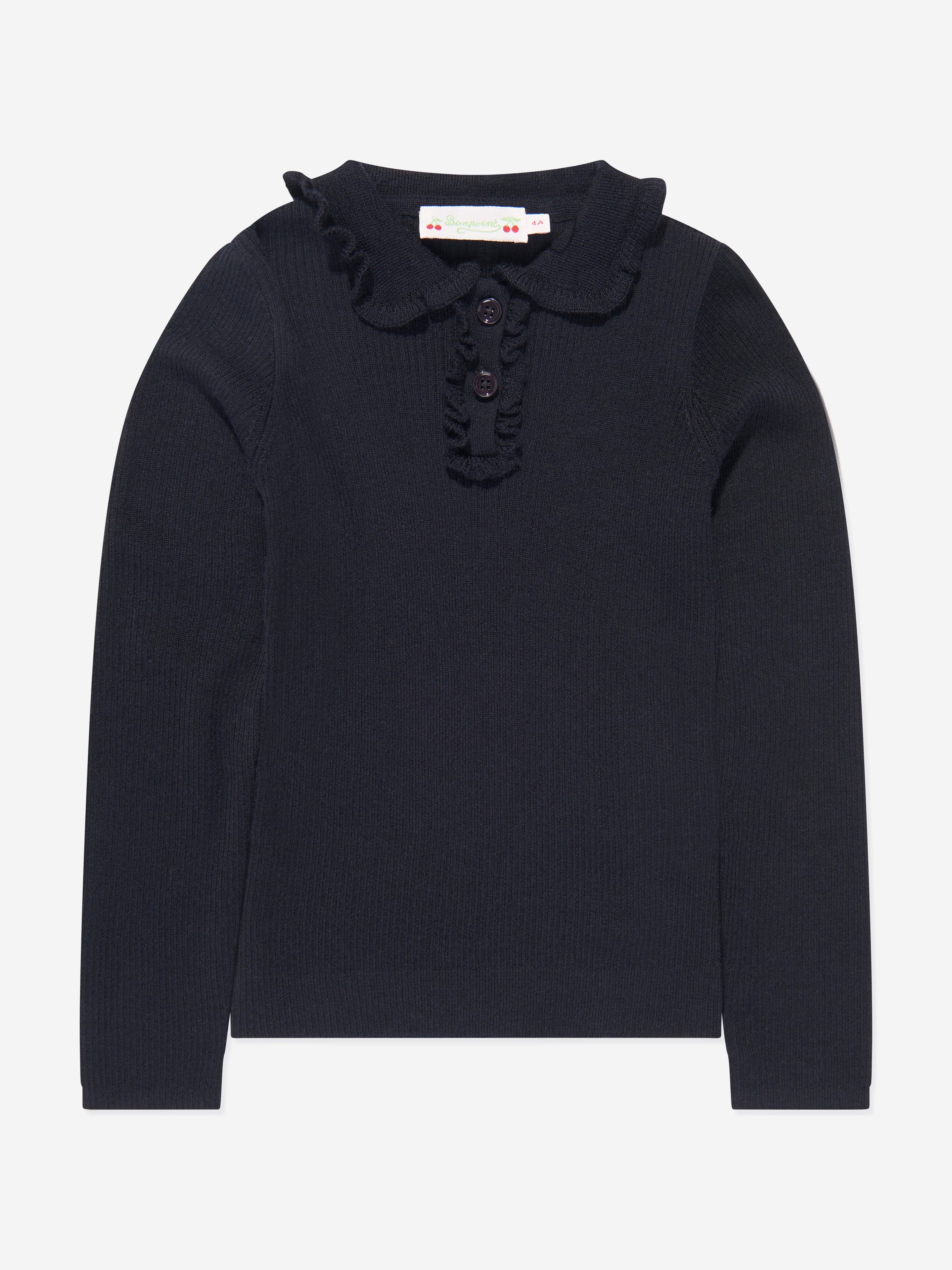 Girls Tiara Wool Polo Jumper in Navy