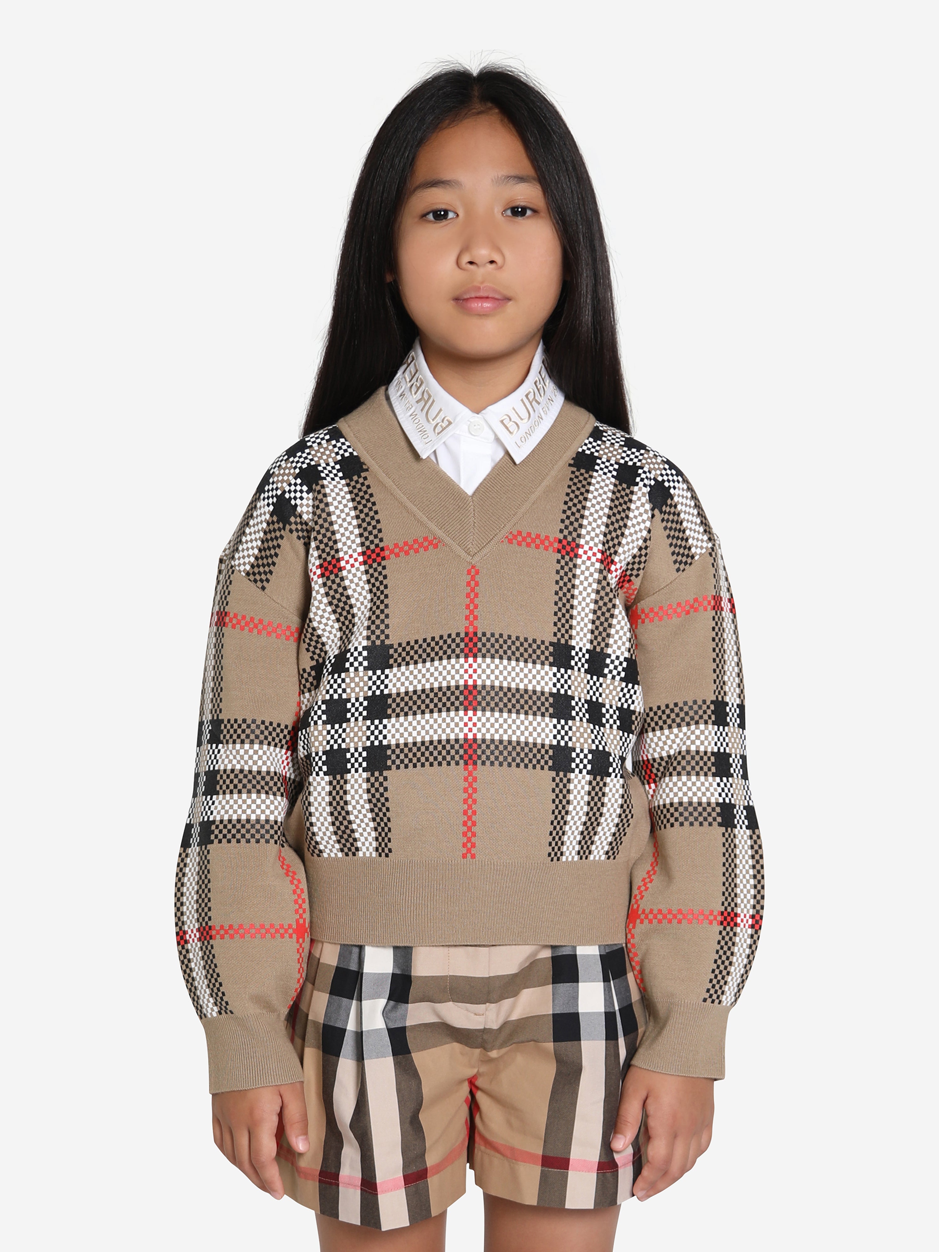 Burberry Kids Girls Holly Jumper in Archive Beige Check