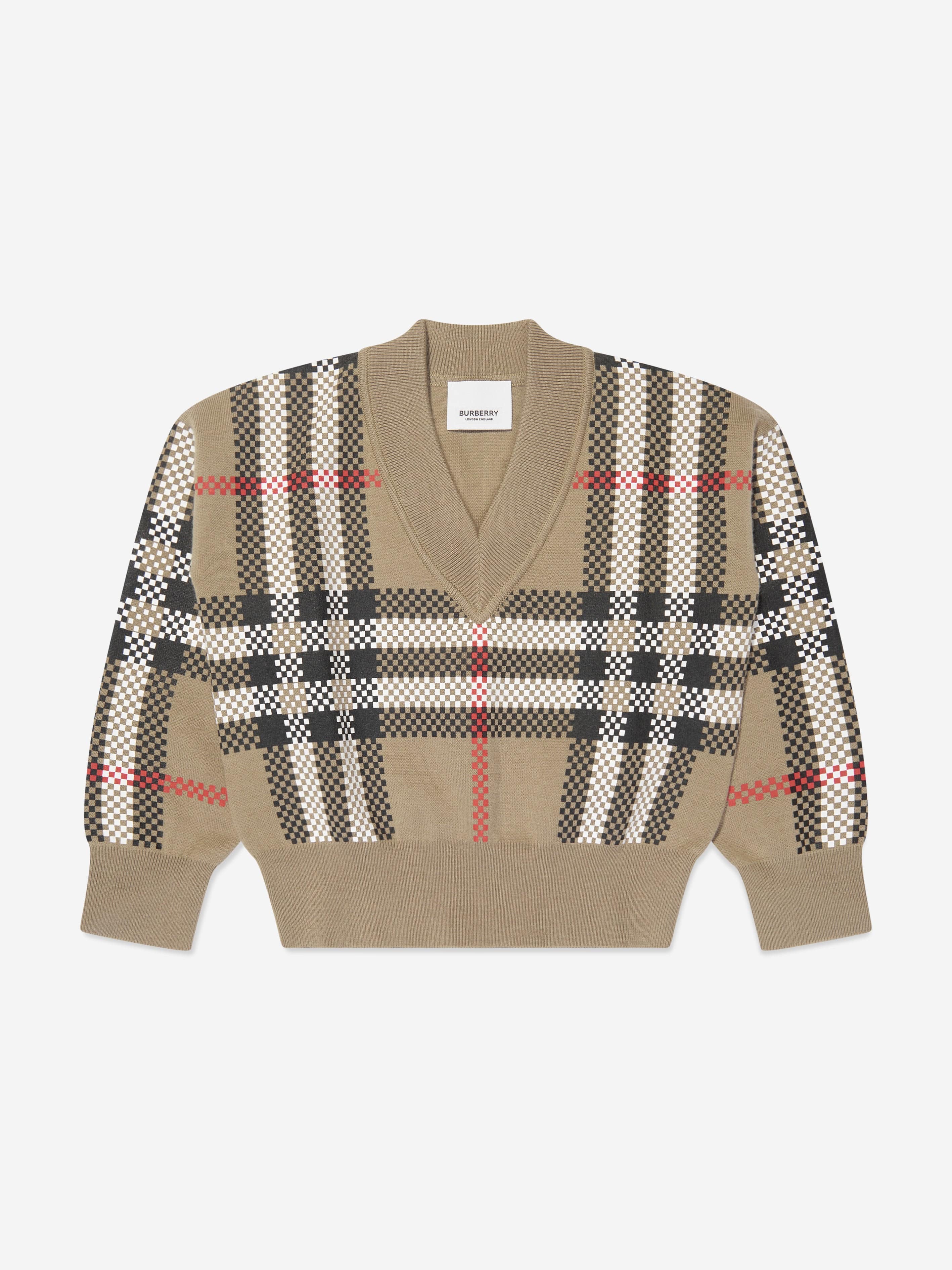 Girls Holly Jumper in Archive Beige Check