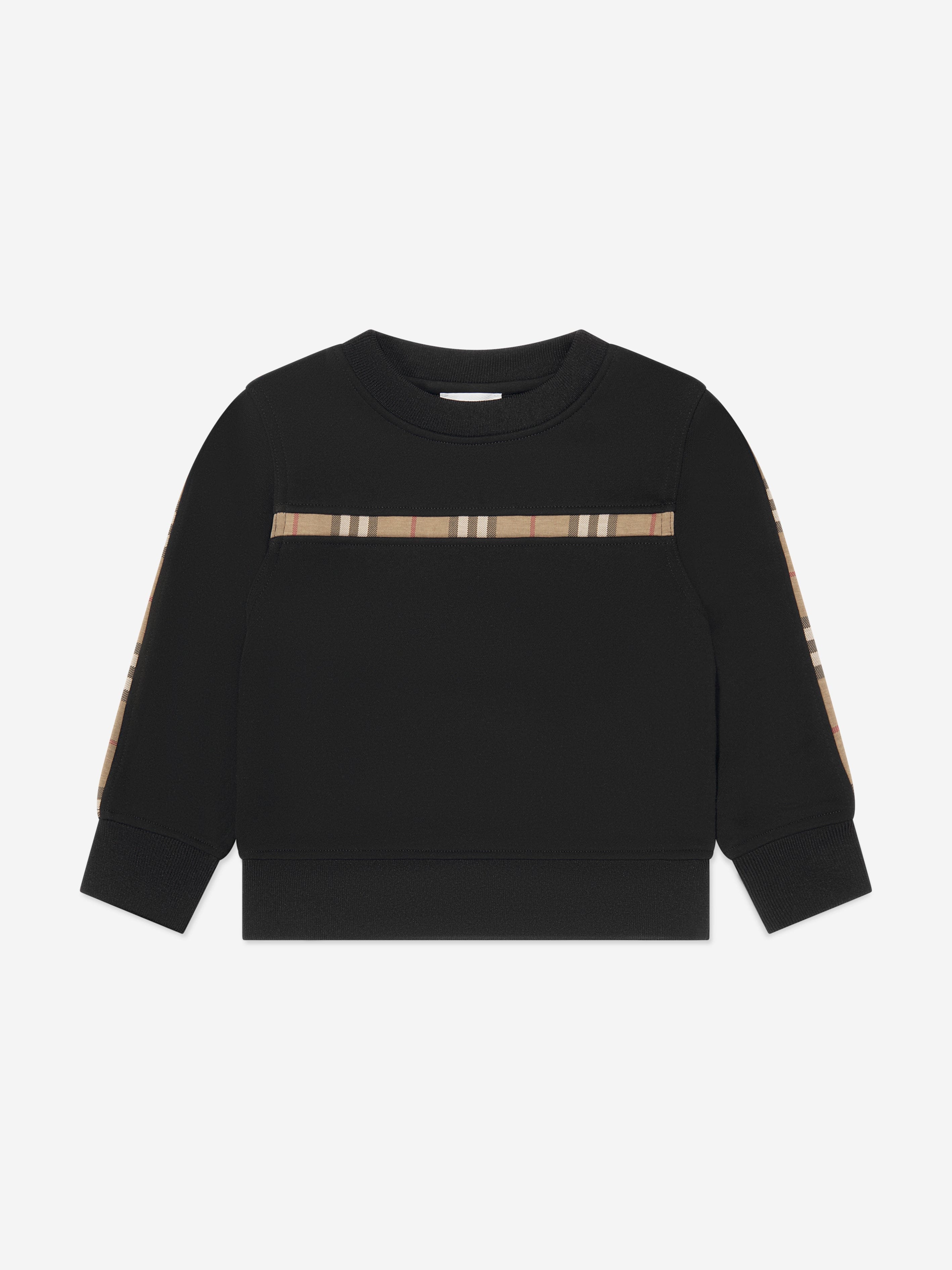 Burberry Kids Girls Check Insert Sweatshirt in Black | Childsplay