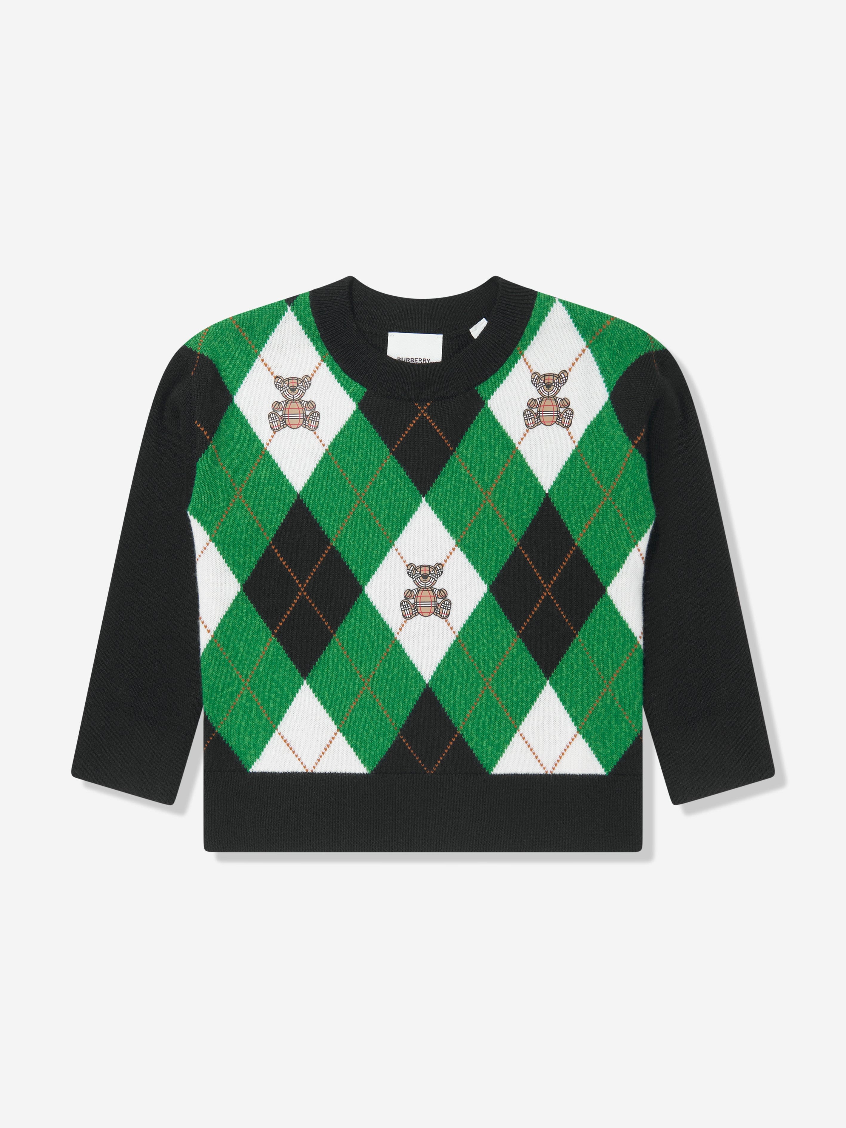 Burberry Kids Boys Argyle Bear Sweatshirt in Green | Childsplay