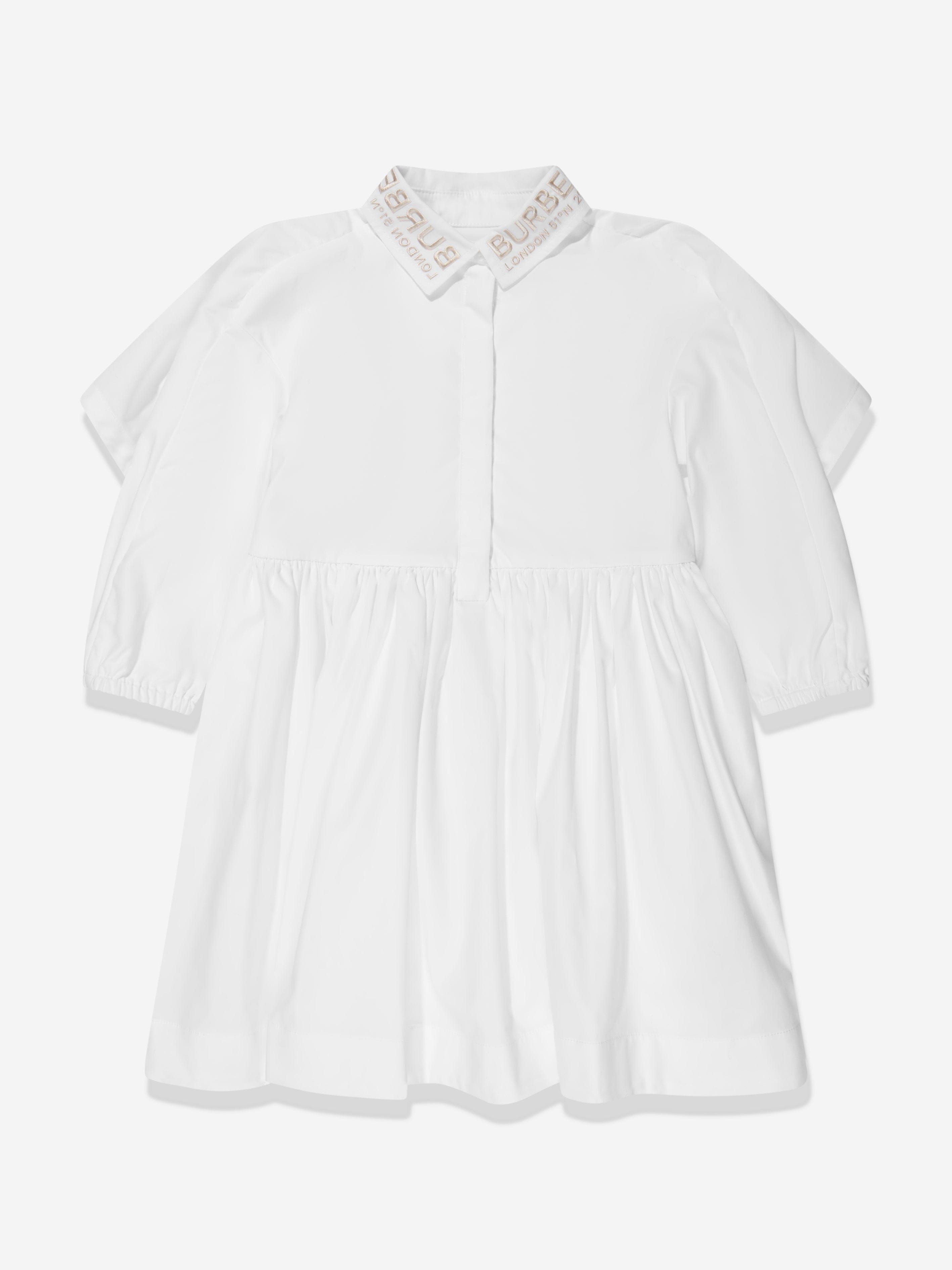 Burberry Kids Girls Lyria Shirt Dress in White Childsplay Clothing