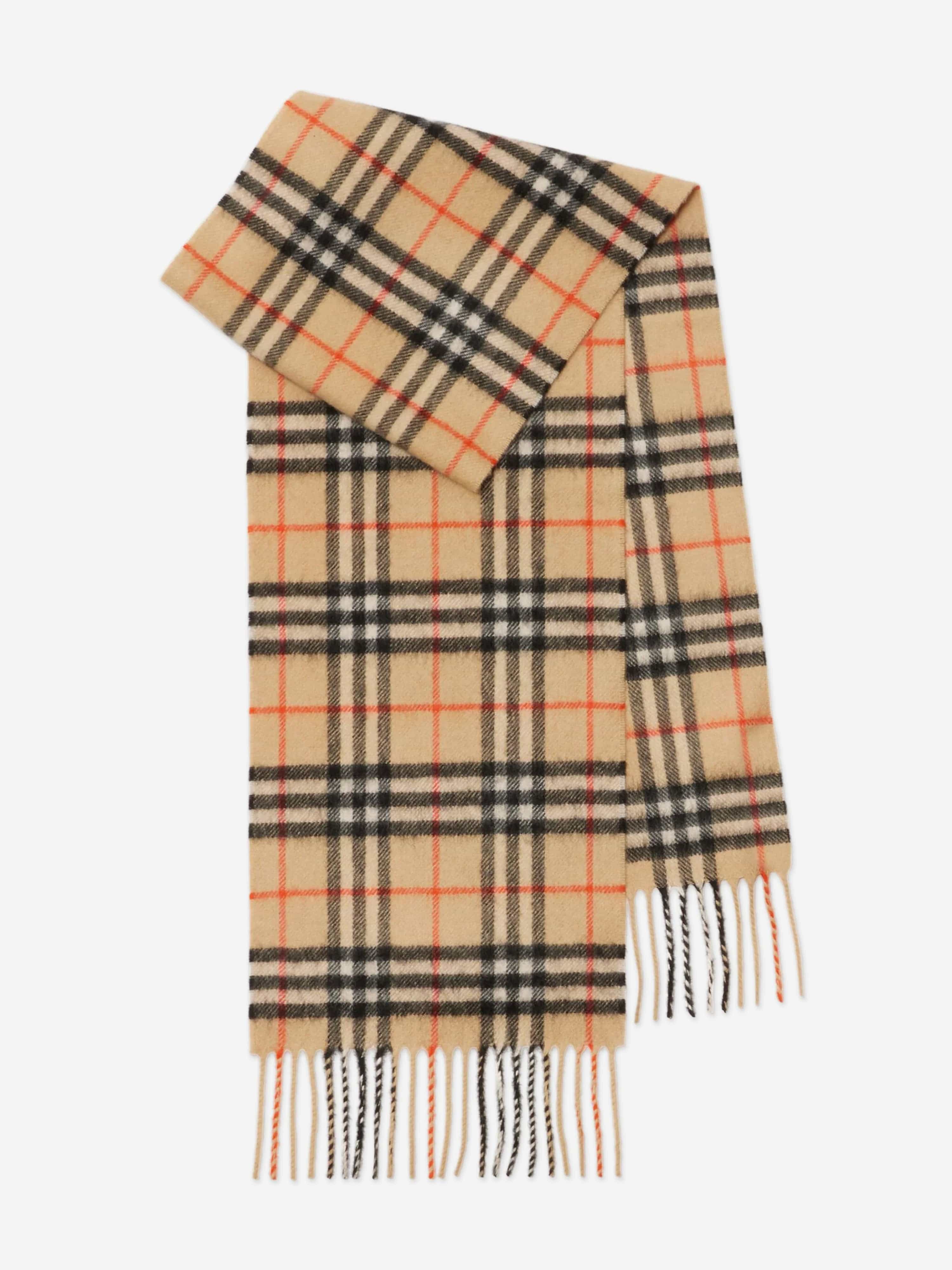 Burberry Beige Cashmere Check Scarf