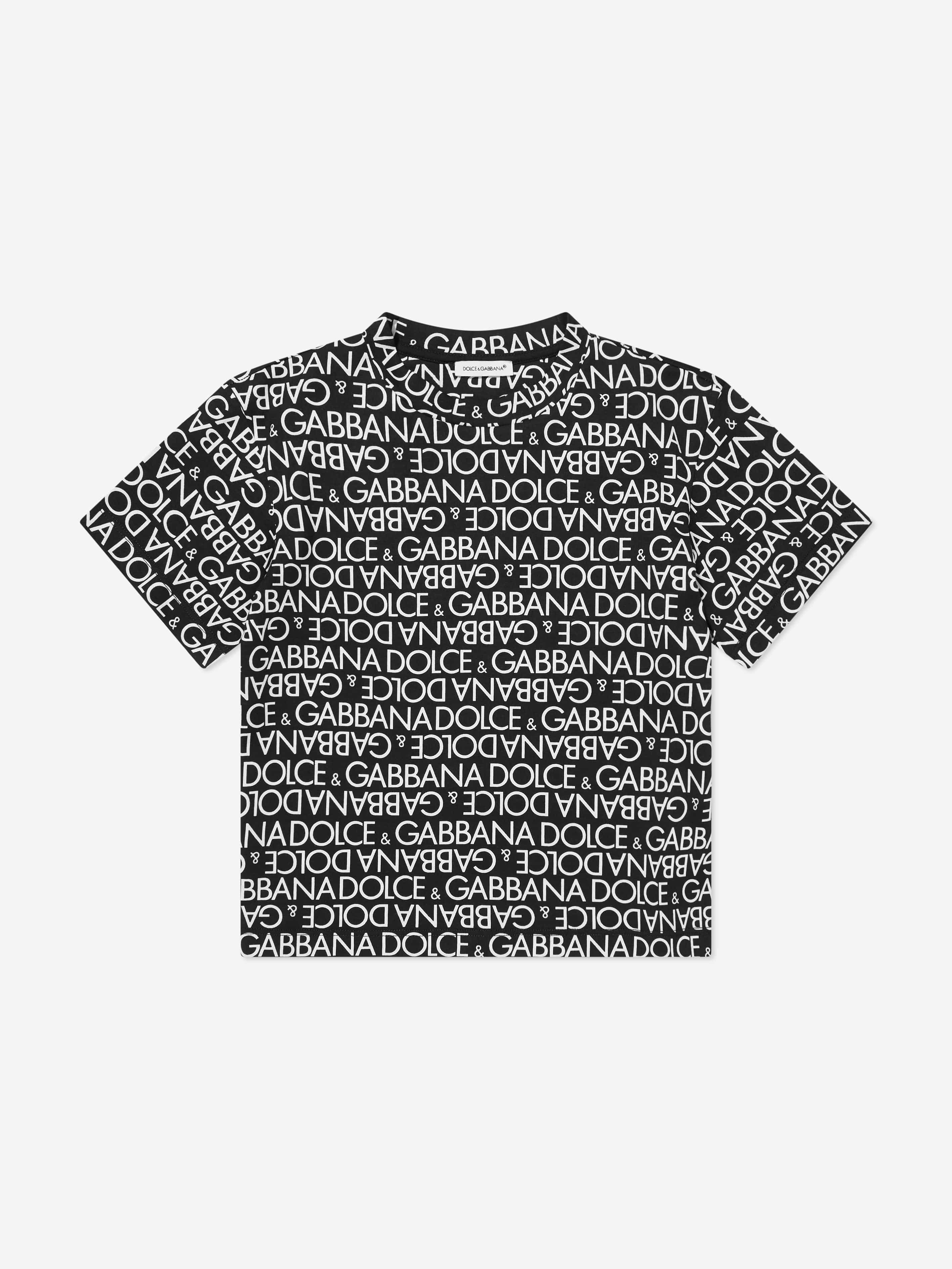 Dolce and Gabbana Kids ボーイズロゴTシャツは黒です | Childsplay