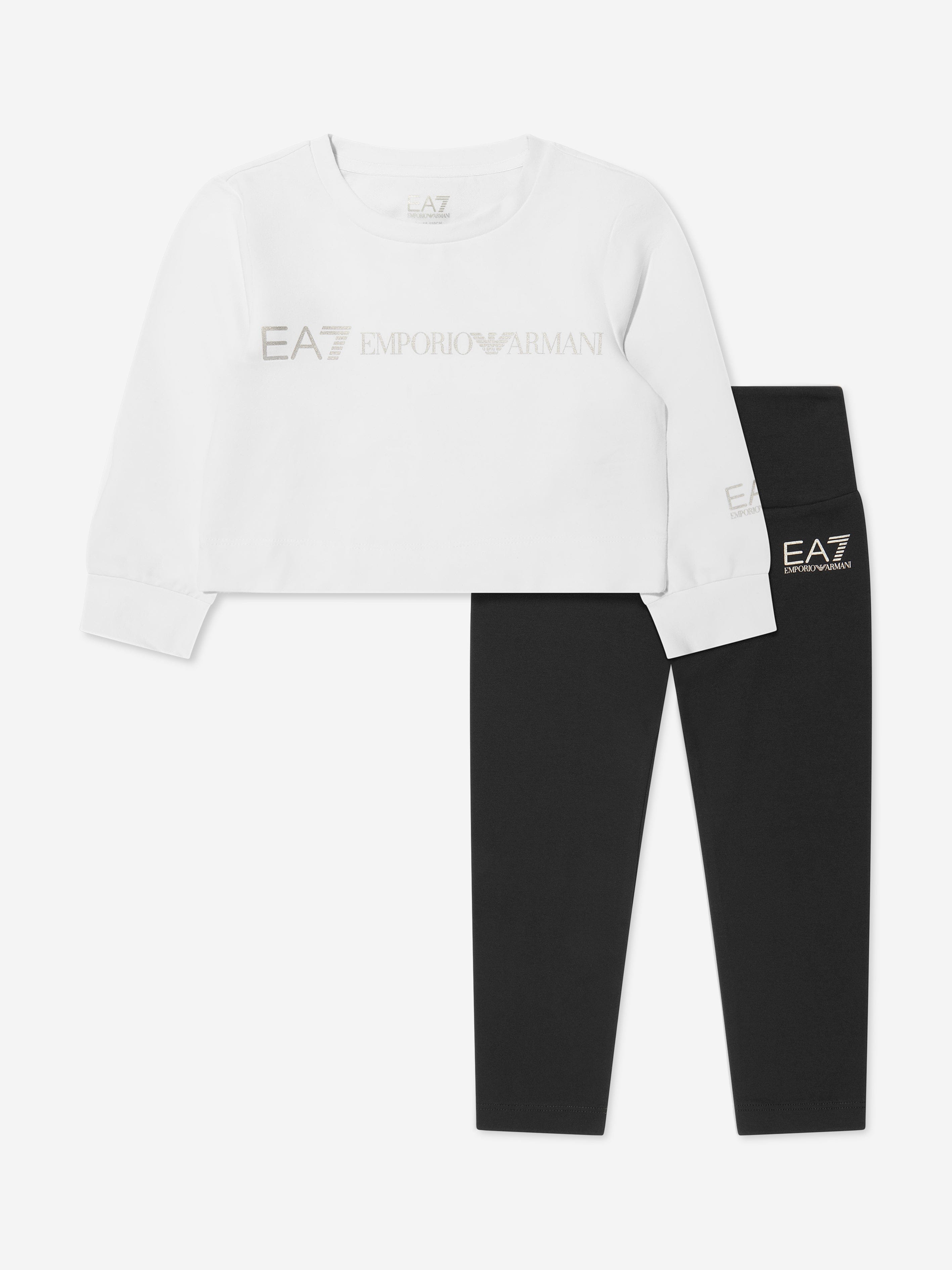 EA7 Emporio Armani Girls Logo Top And Leggings Set in White