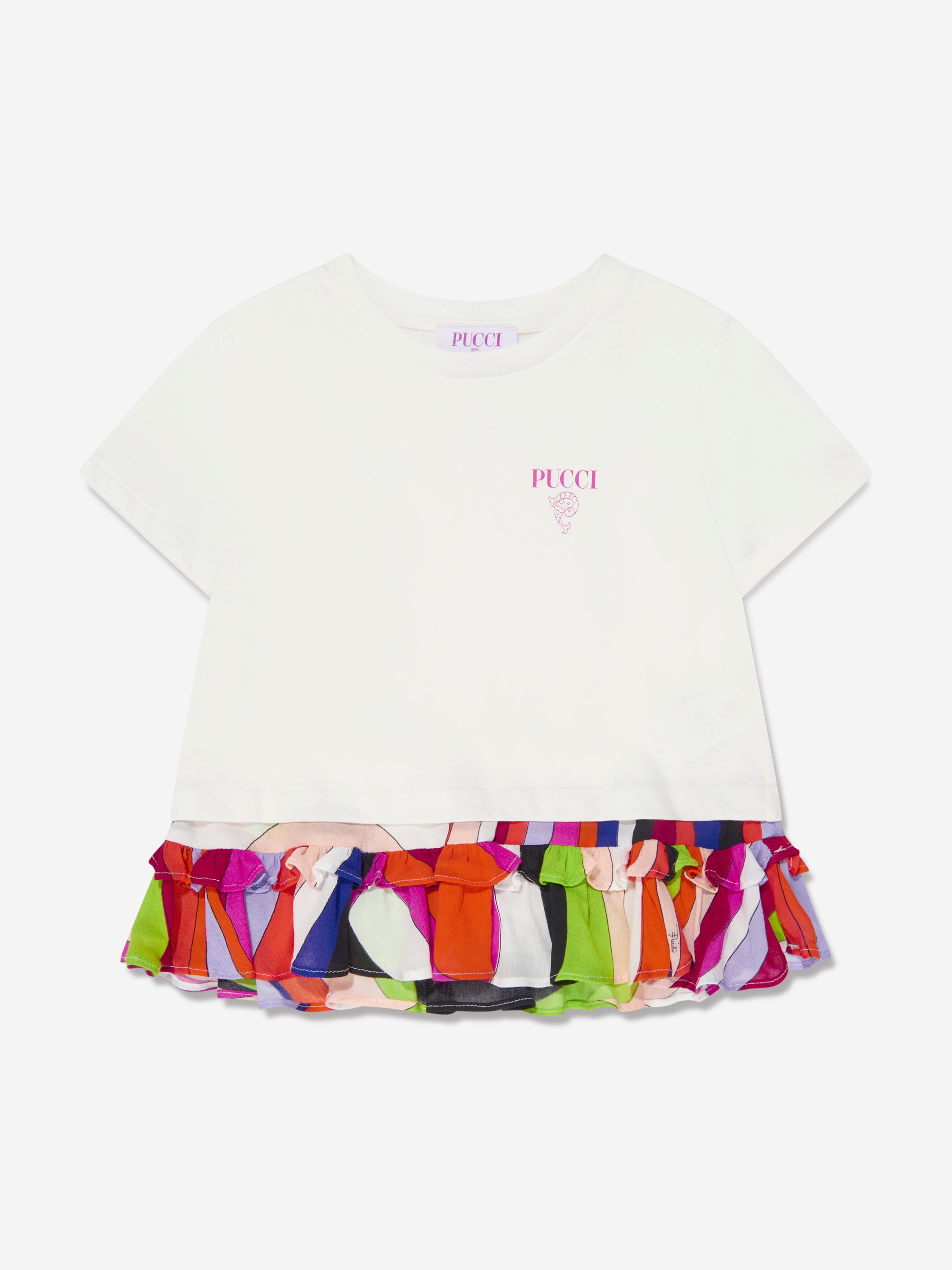 Emilio Pucci Girls Branded T-Shirt in Ivory | Childsplay Clothing