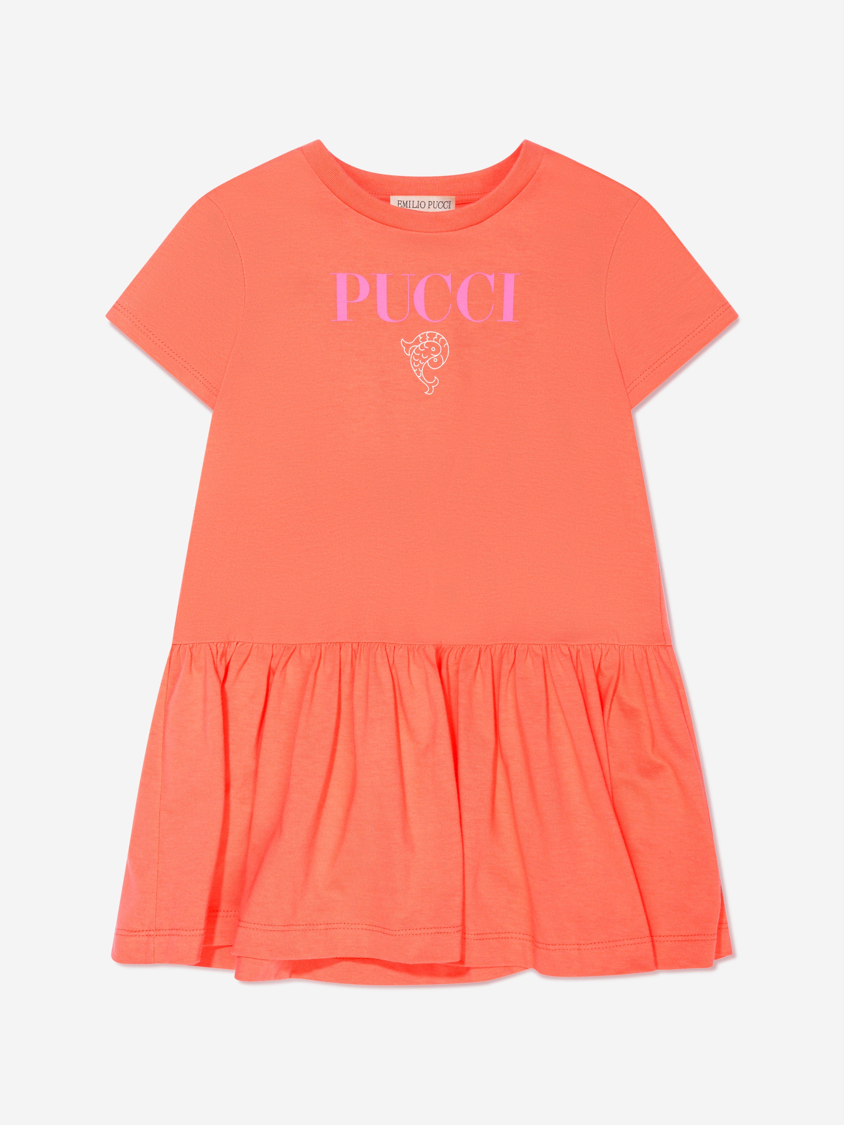 Girls Logo Jersey Dress in Orange