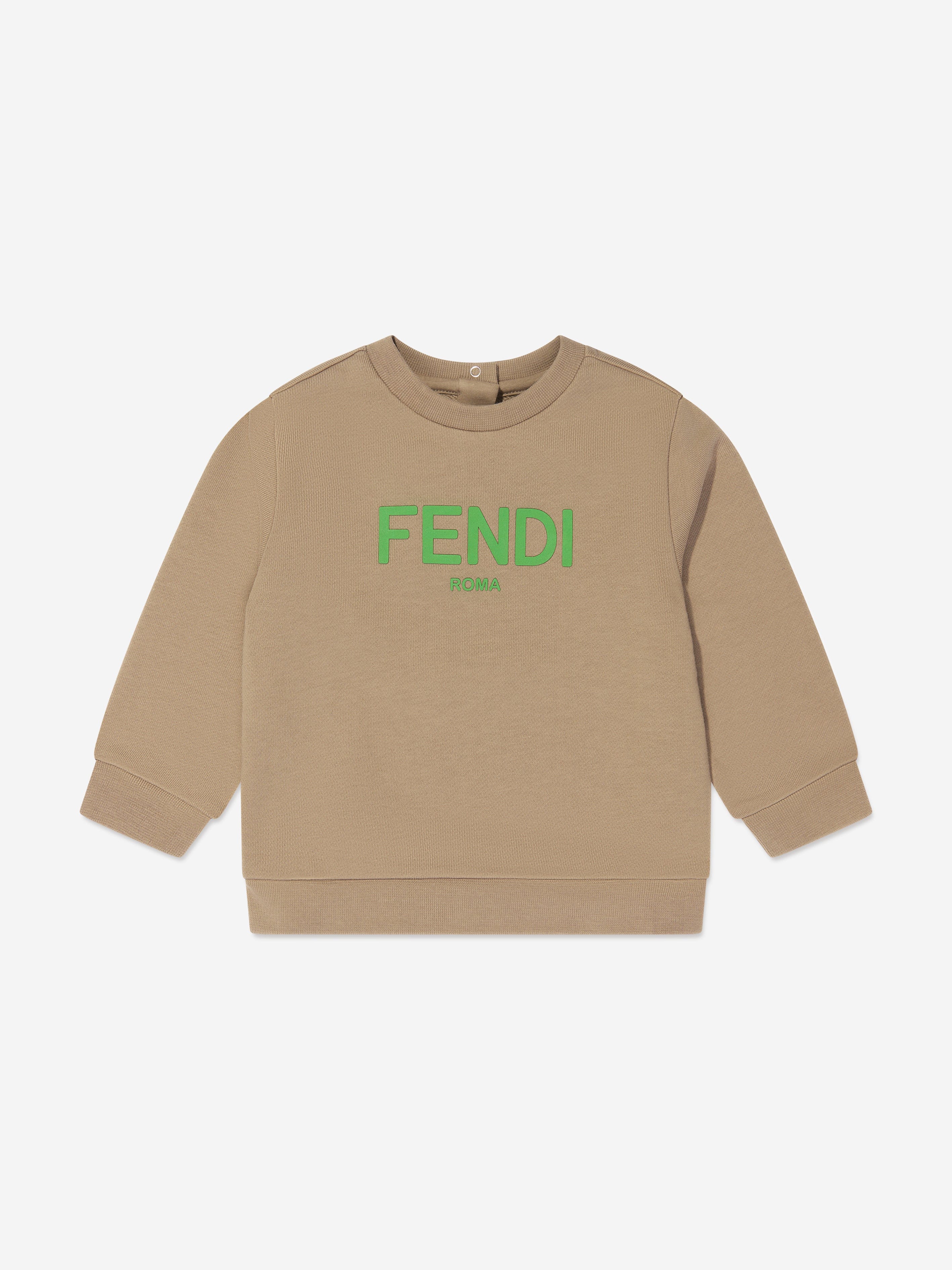 Fendi Kids Baby Logo Sweatshirt in Beige Childsplay Clothing