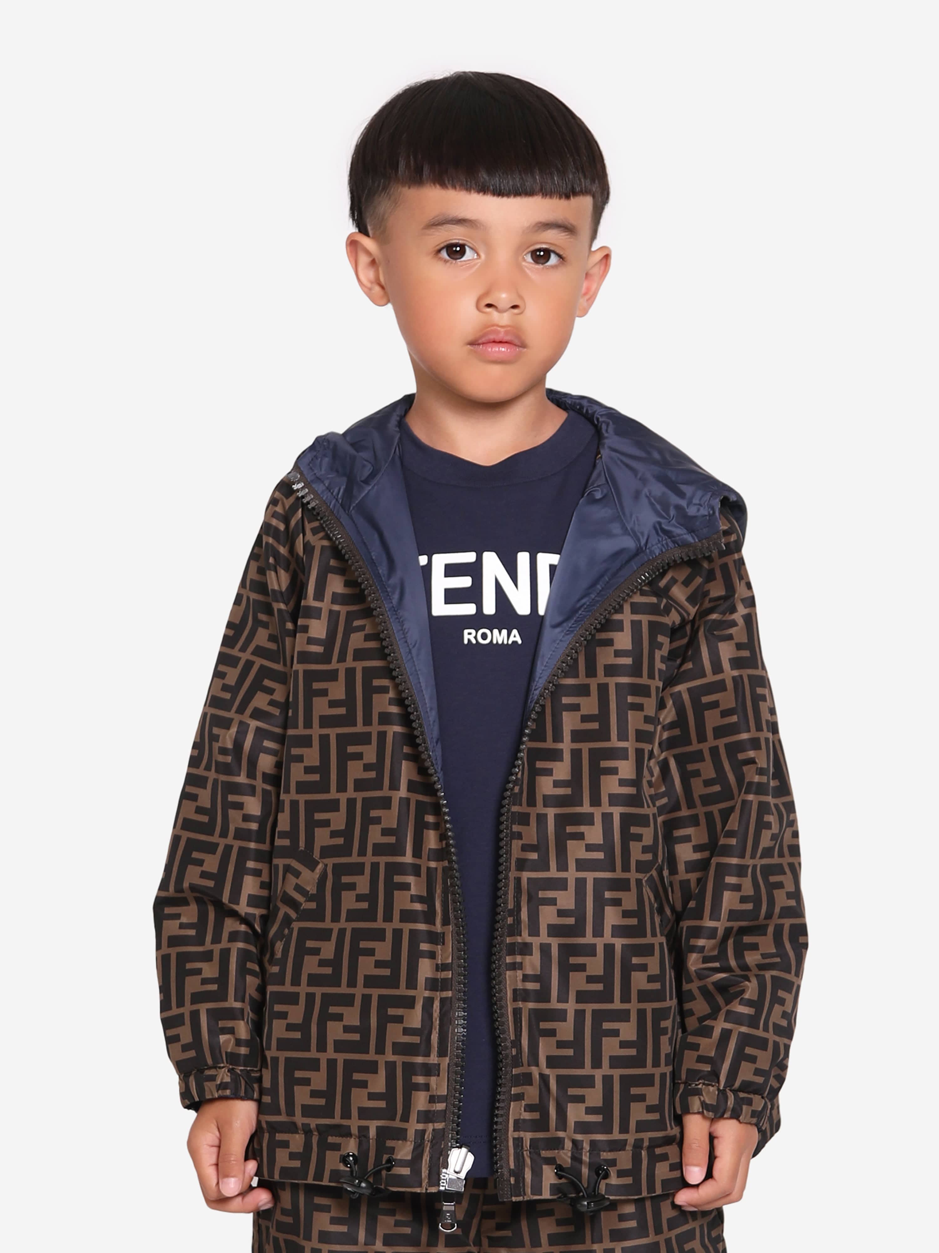 Fendi Kids Reversible K Way Jacket in Blue