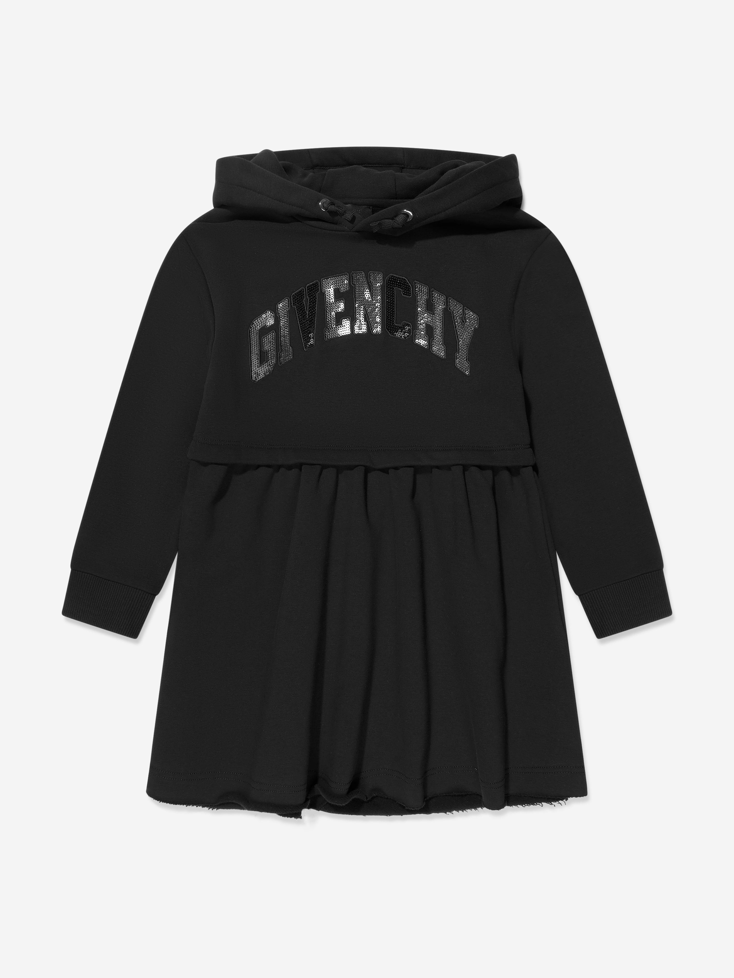 Givenchy girl dress in fleece with printed logo Black