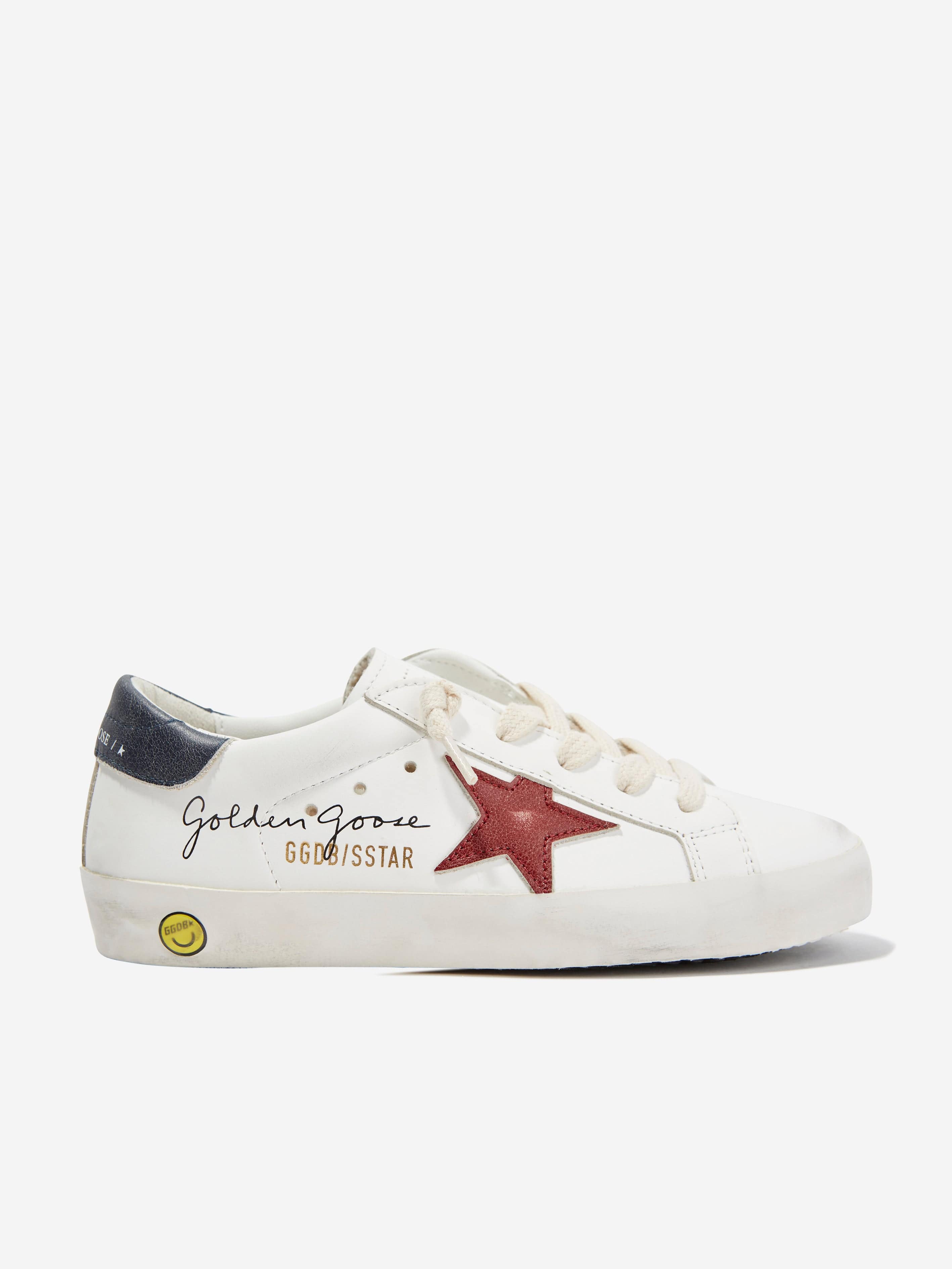 Kids Leather Super Star Trainers in White