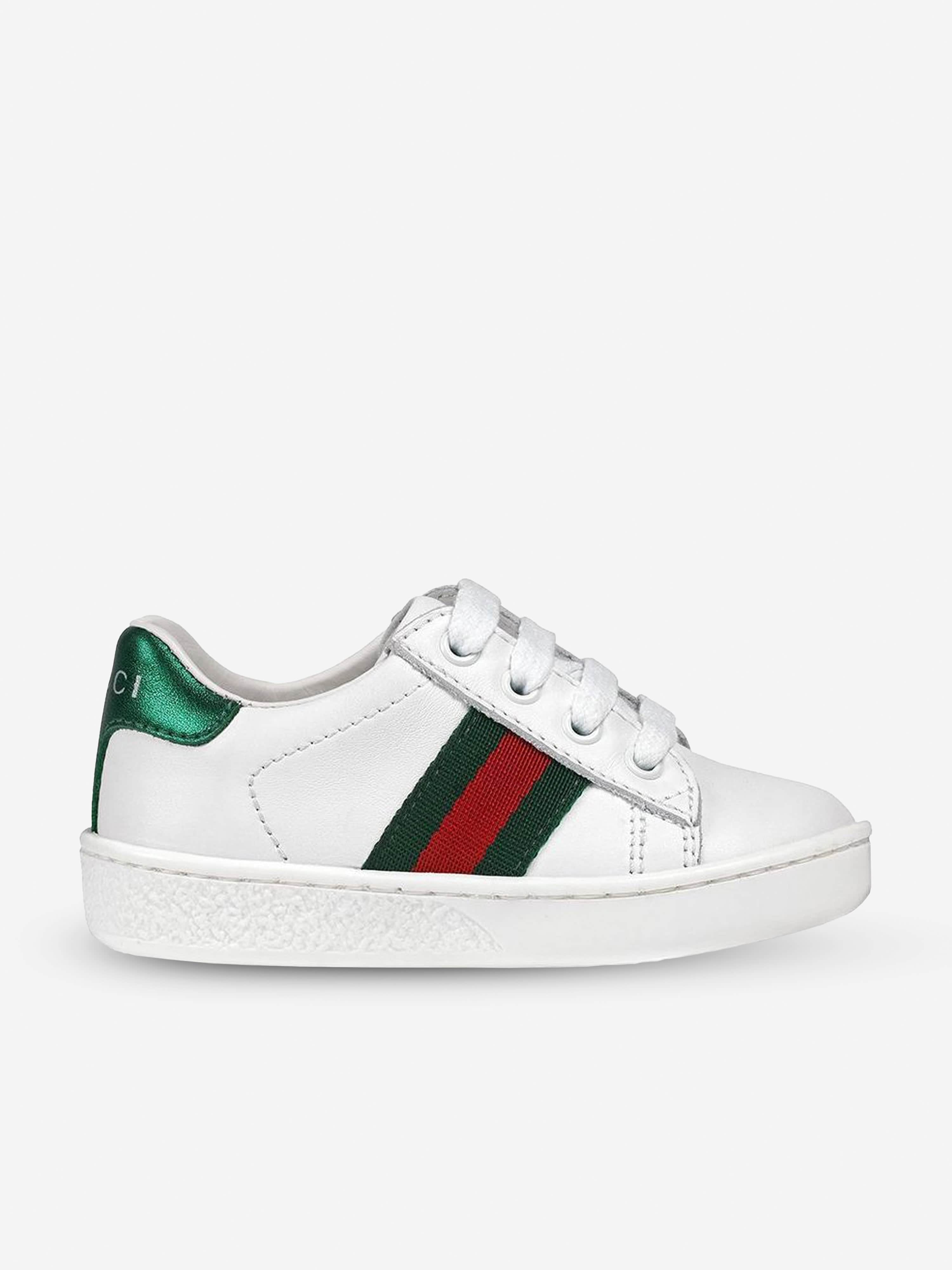 Gucci Kids Leather Ace Trainers in White Childsplay Clothing