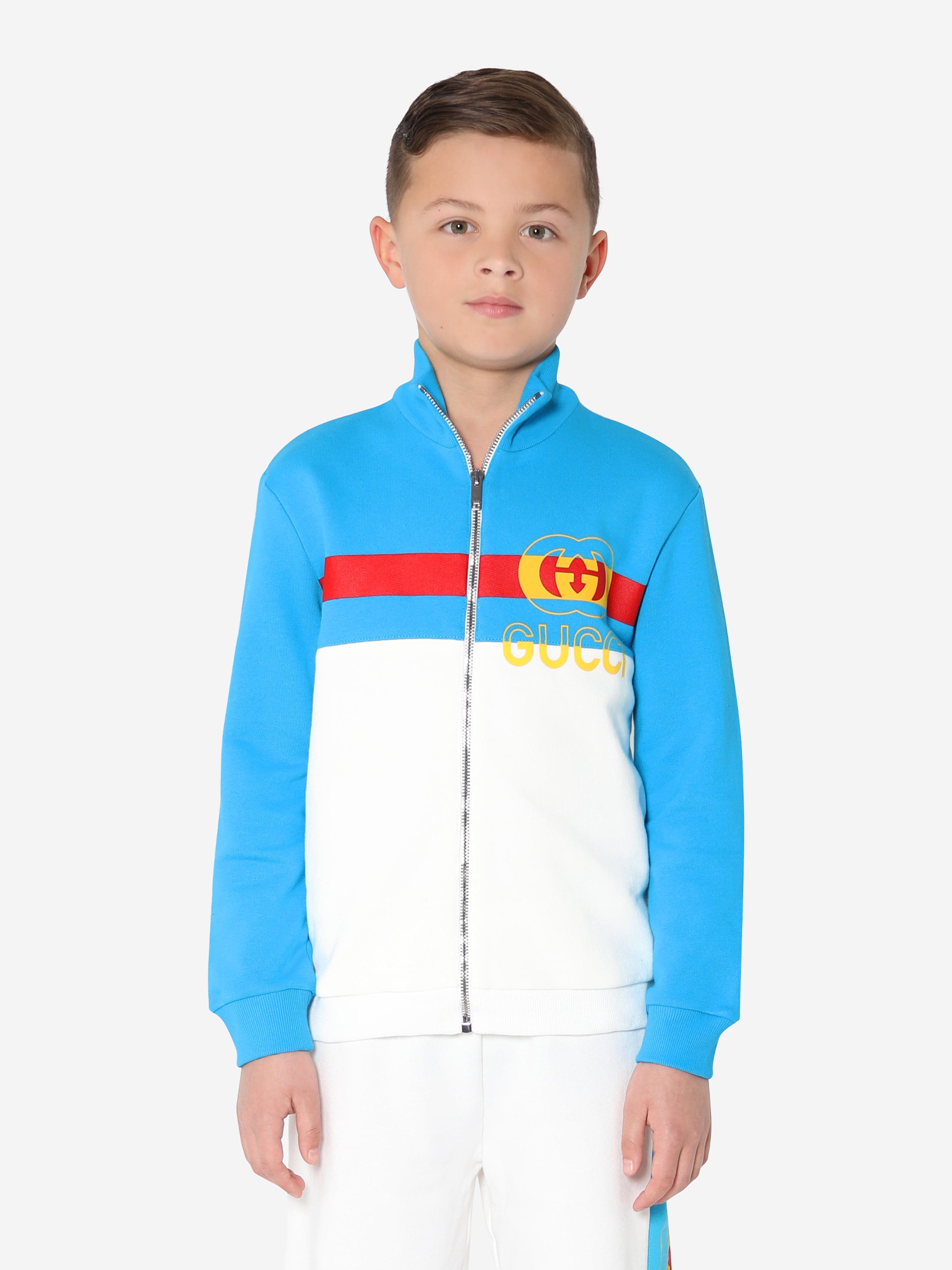 Boys Logo Zip Up Sweatshirt in Blue