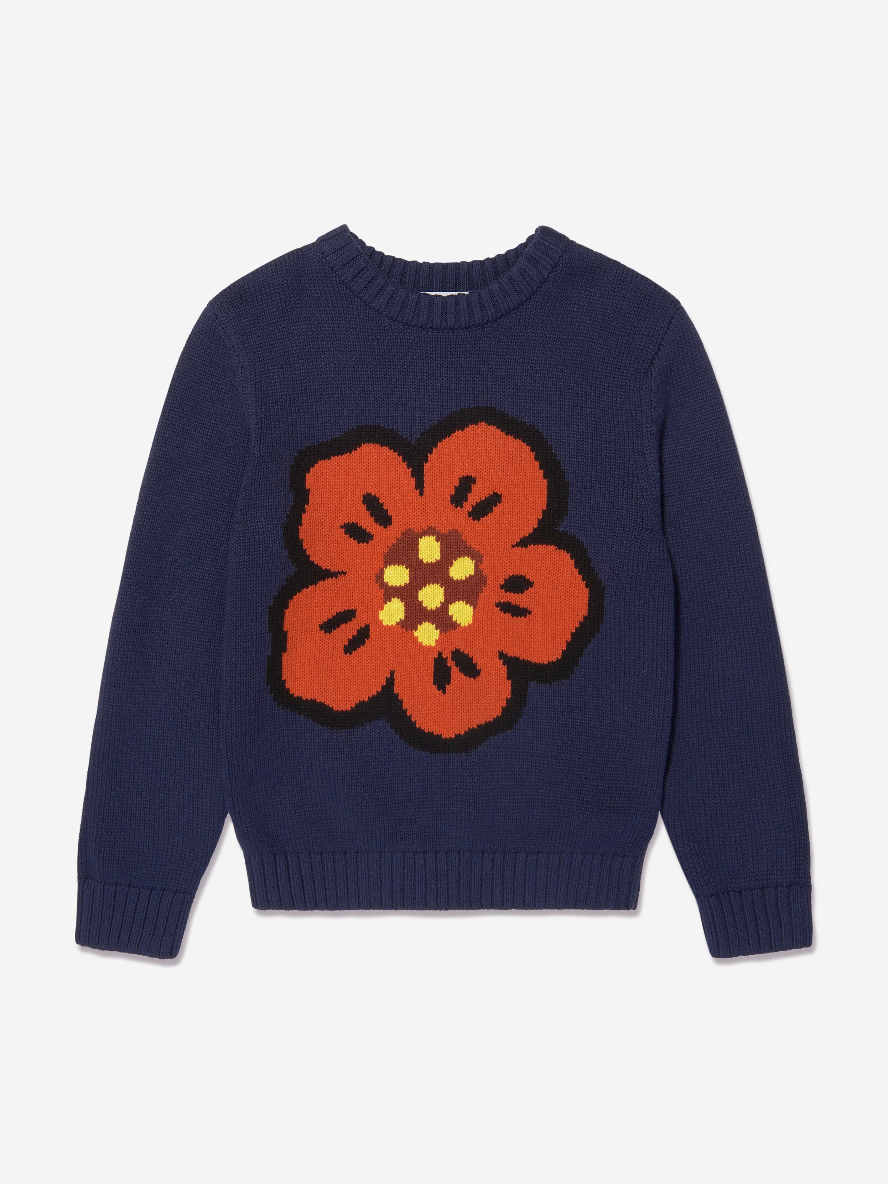 KENZO KIDS Boys Boke Flower Knitted Jumper in Navy | Childsplay