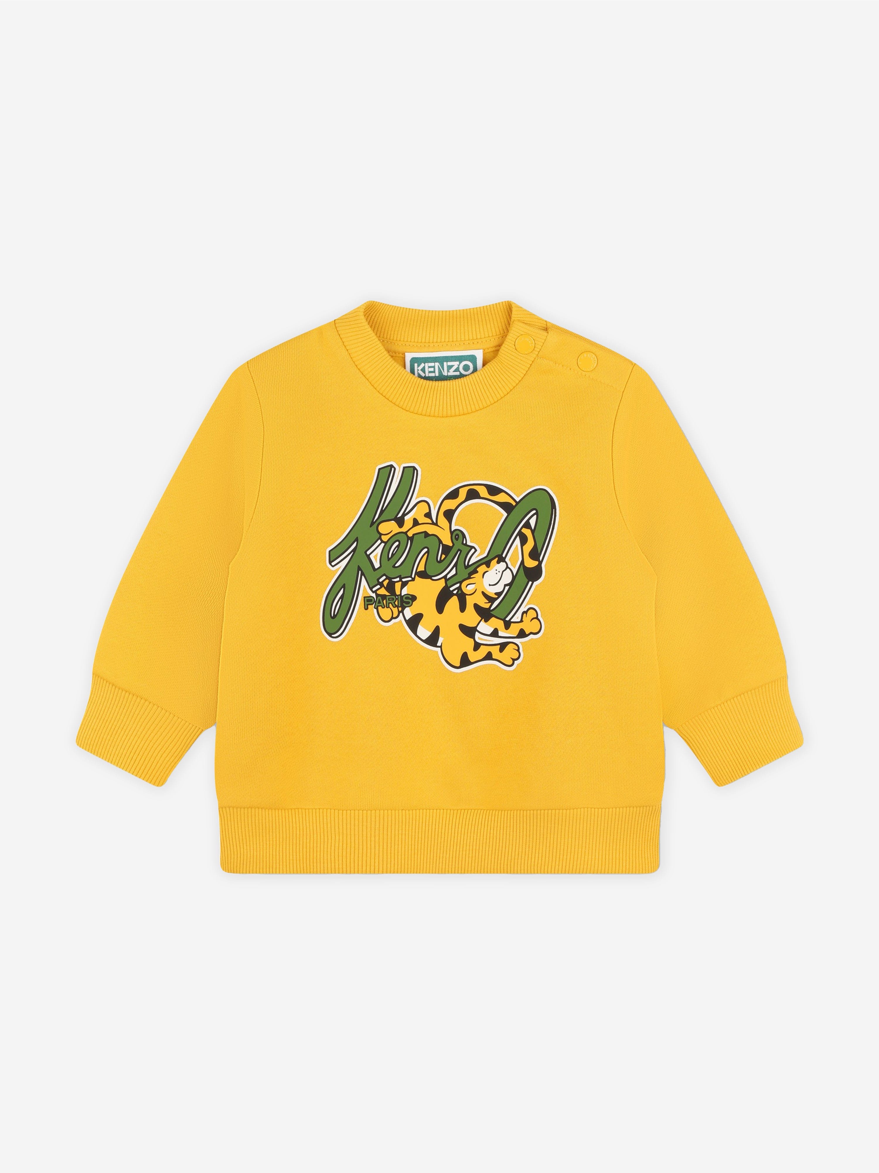 KENZO Baby Boys Tiger Logo Sweatshirt in Yellow