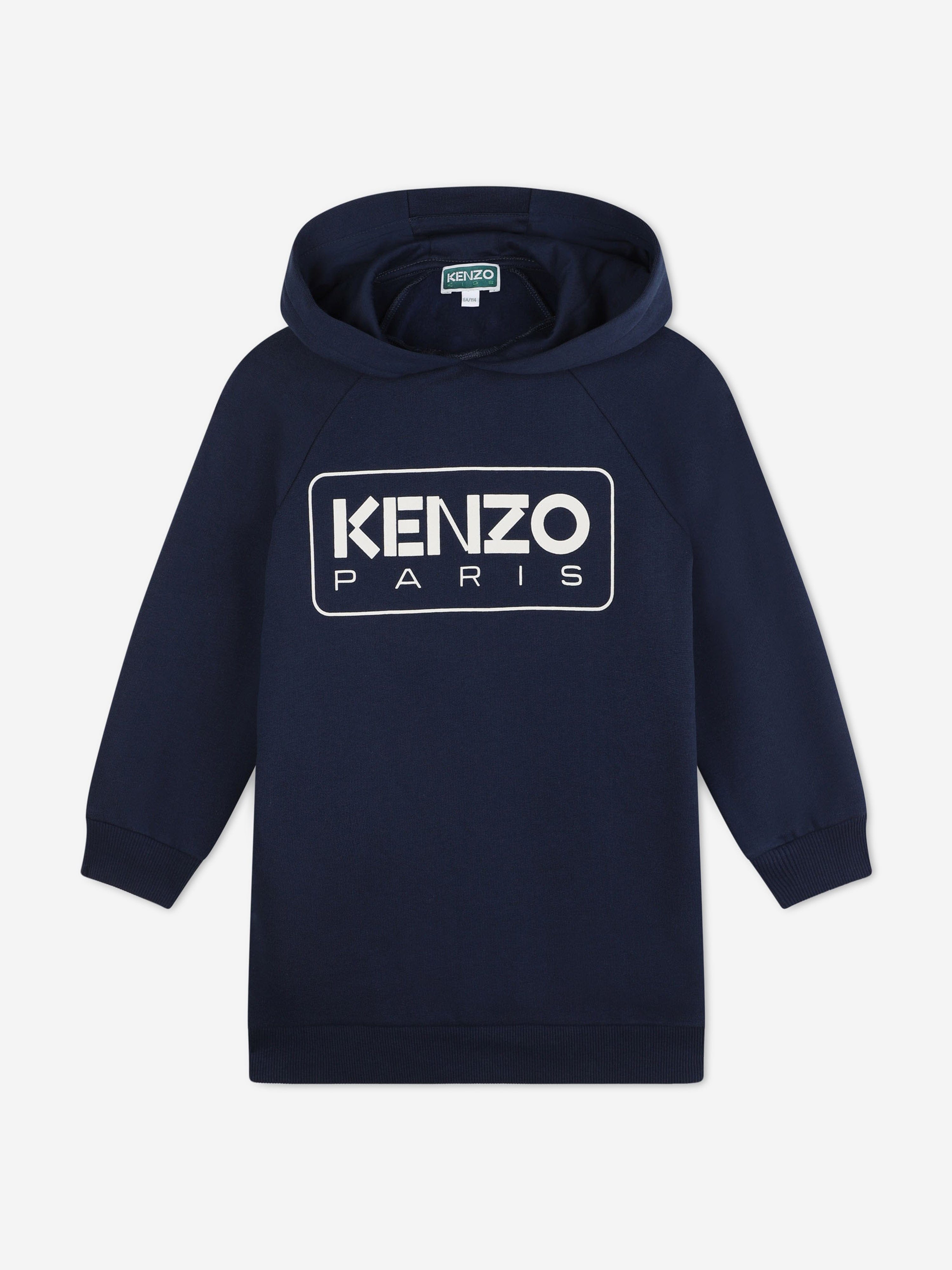 KENZO Girls Hooded Sweater Dress in Navy Childsplay Clothing