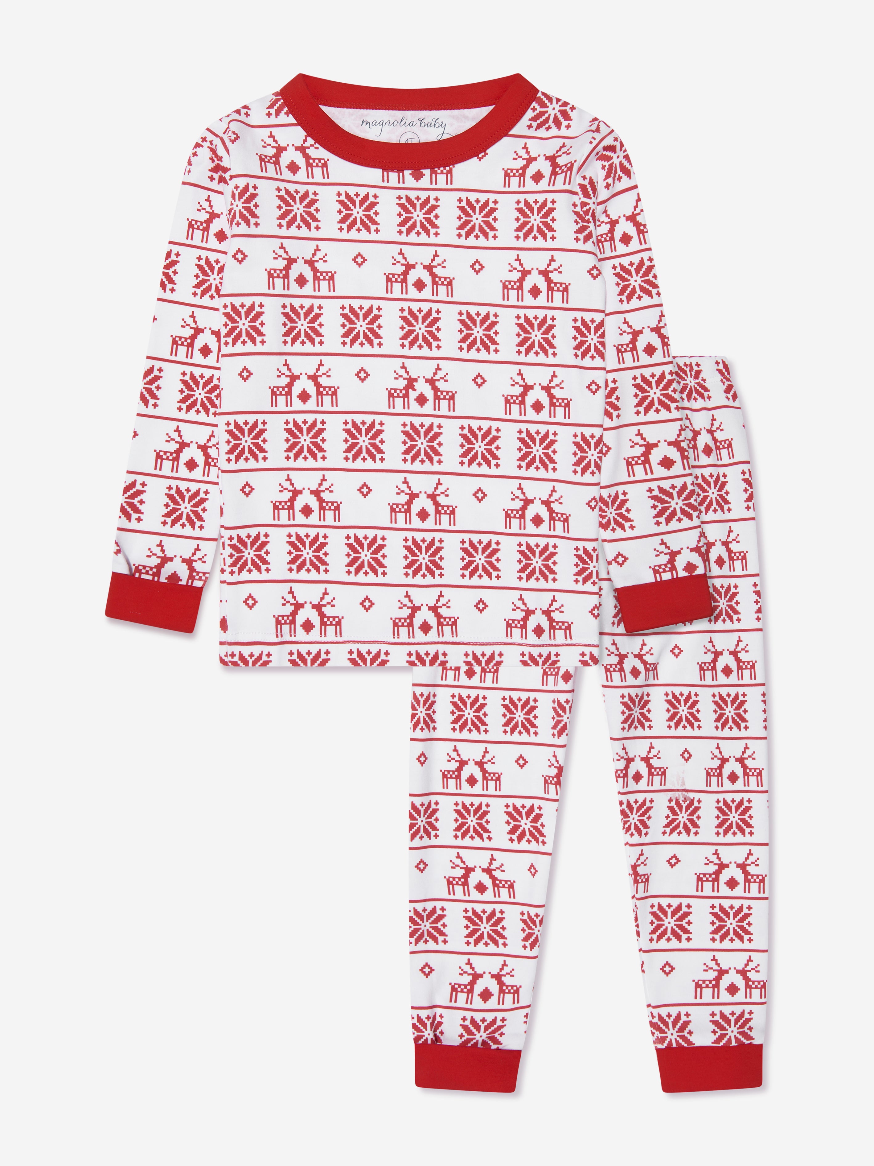 Kids Fair Isle Long Pyjamas in Red