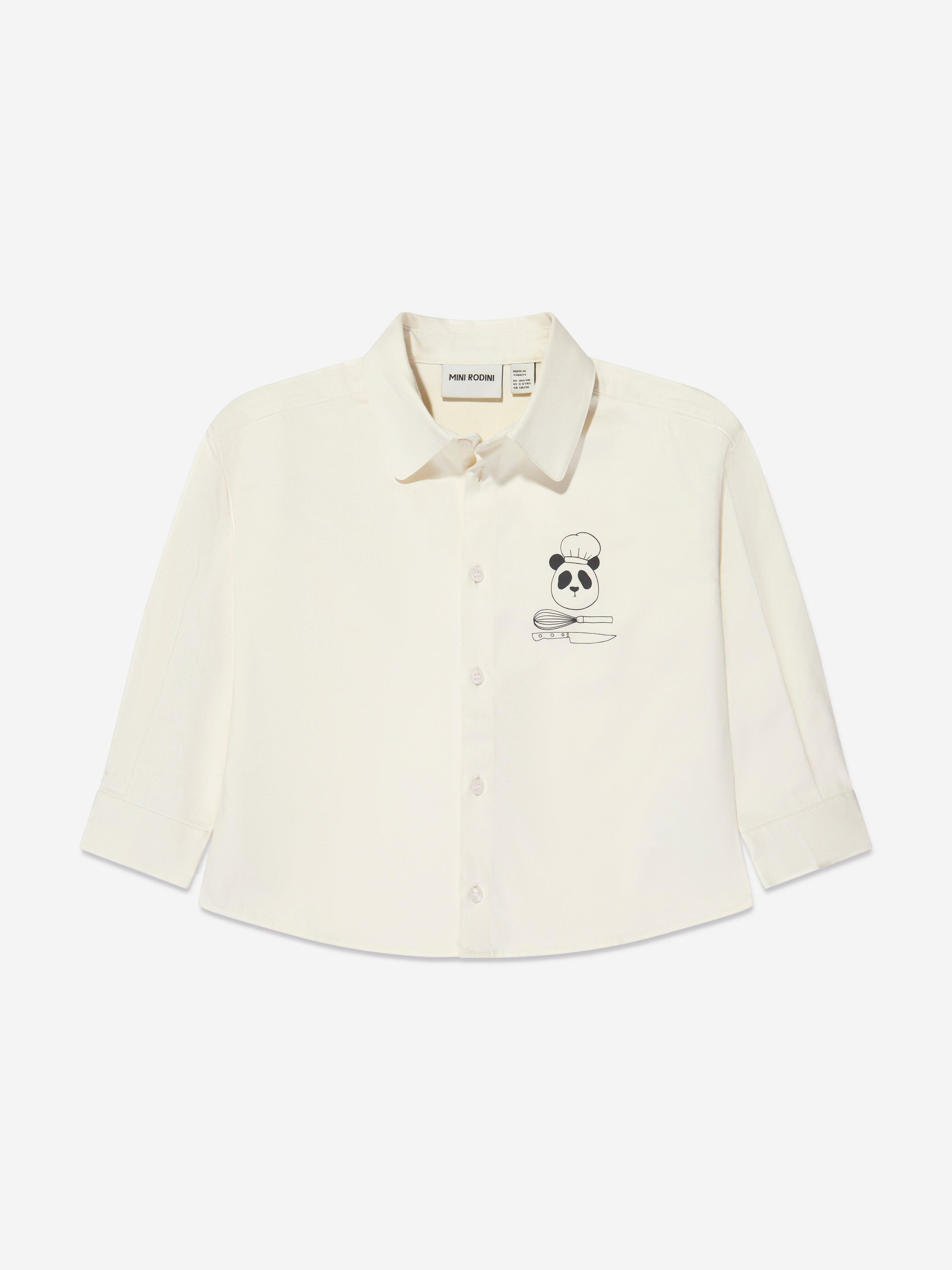 Boys Chef Panda Woven Shirt in White