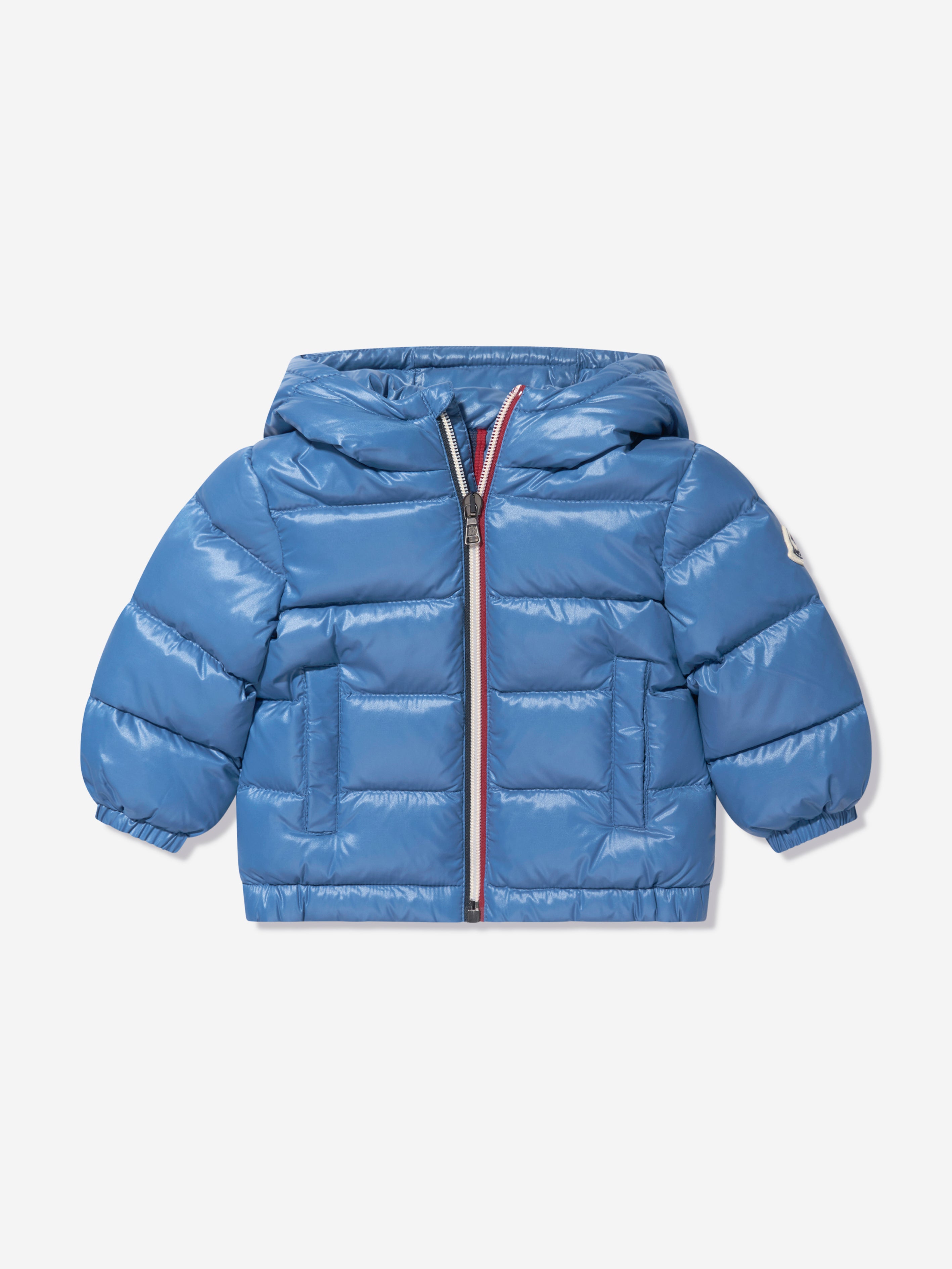 Moncler Enfant 青の新しいオーバートジャケットをパッドでパッドで