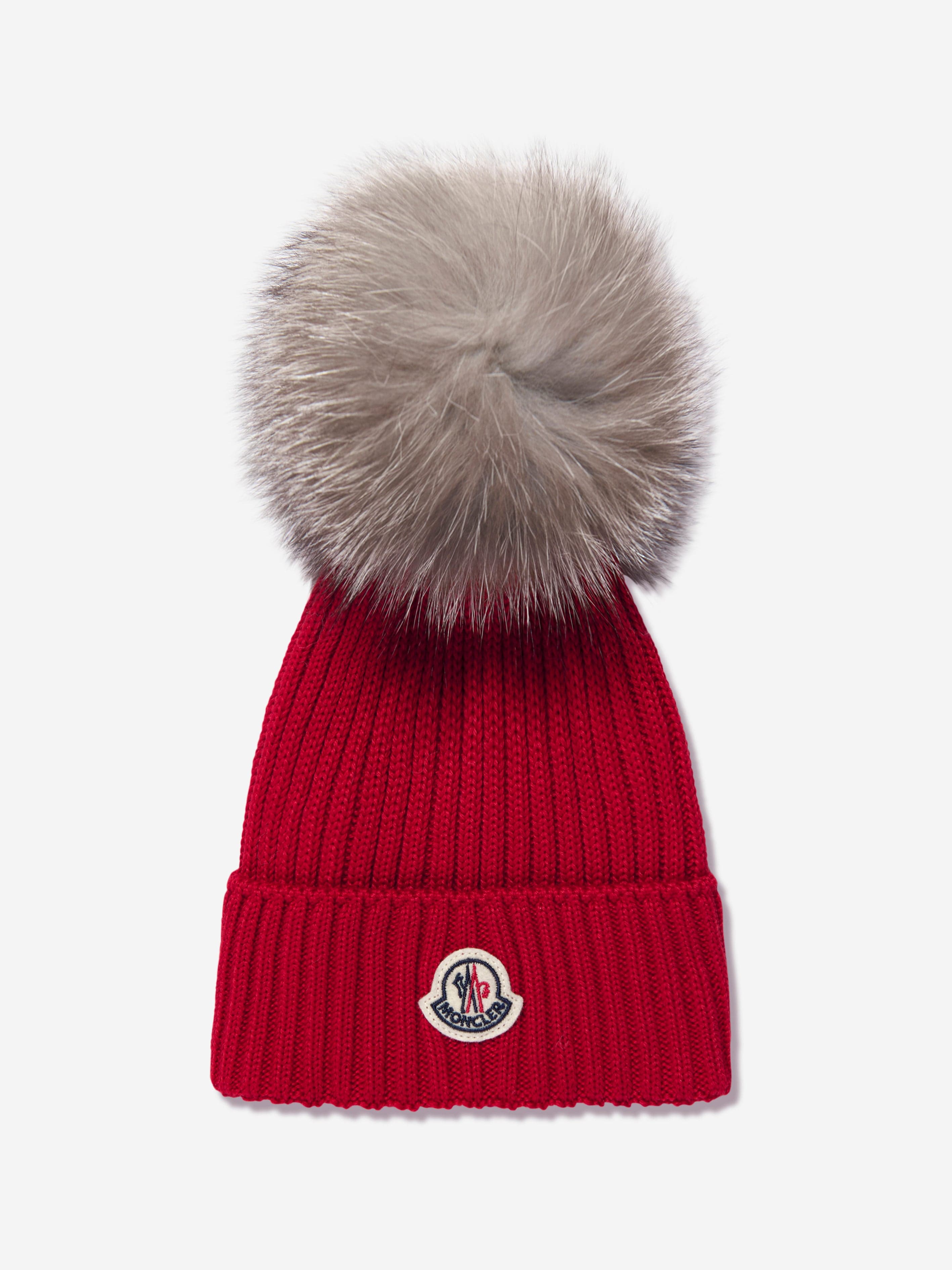 Moncler Ribbed Wool Beanie with offers Fur Pompom Hat Size M