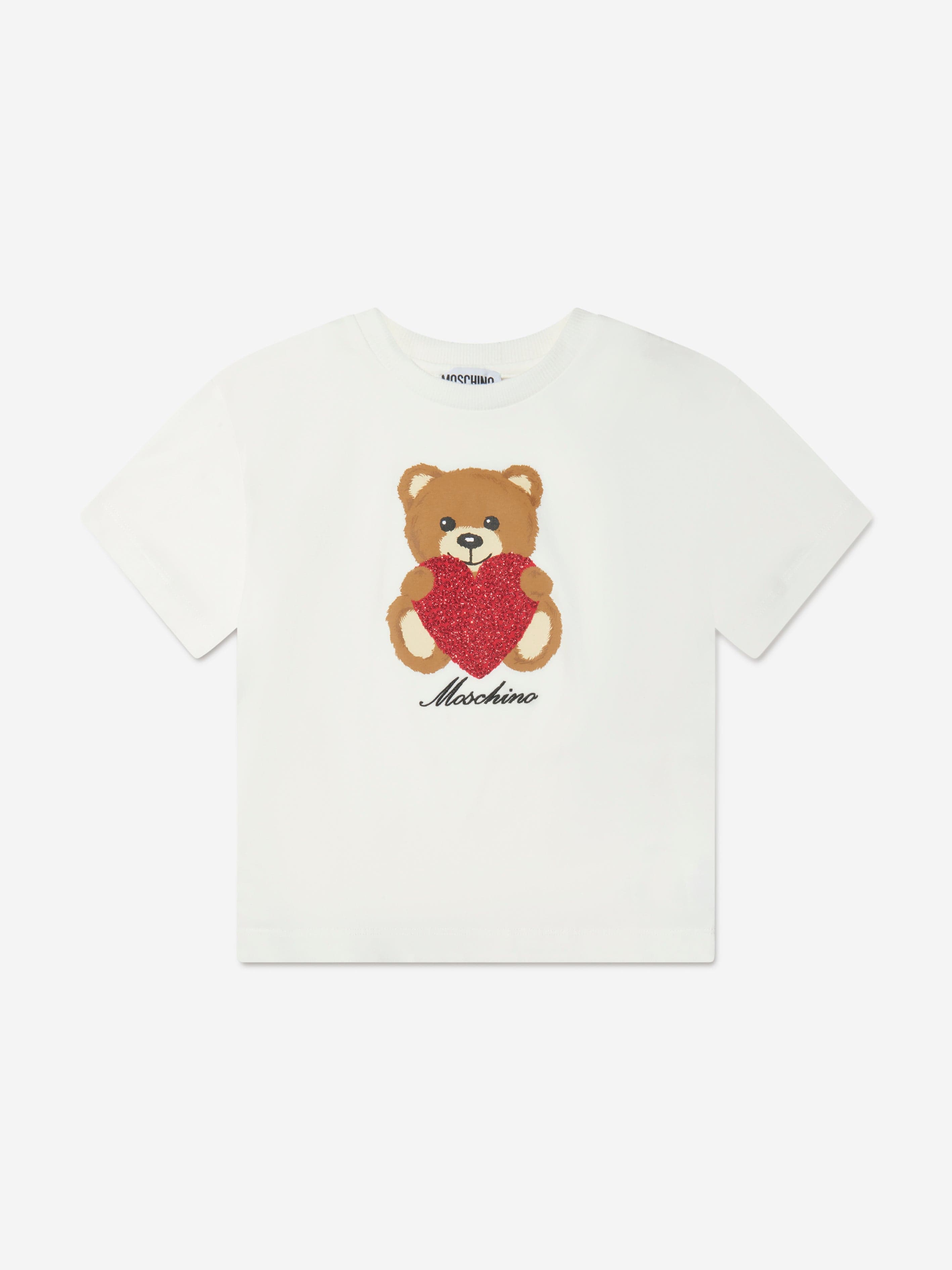 Moschino Kids Girls Teddy Bear T-Shirt in Ivory | Childsplay Clothing