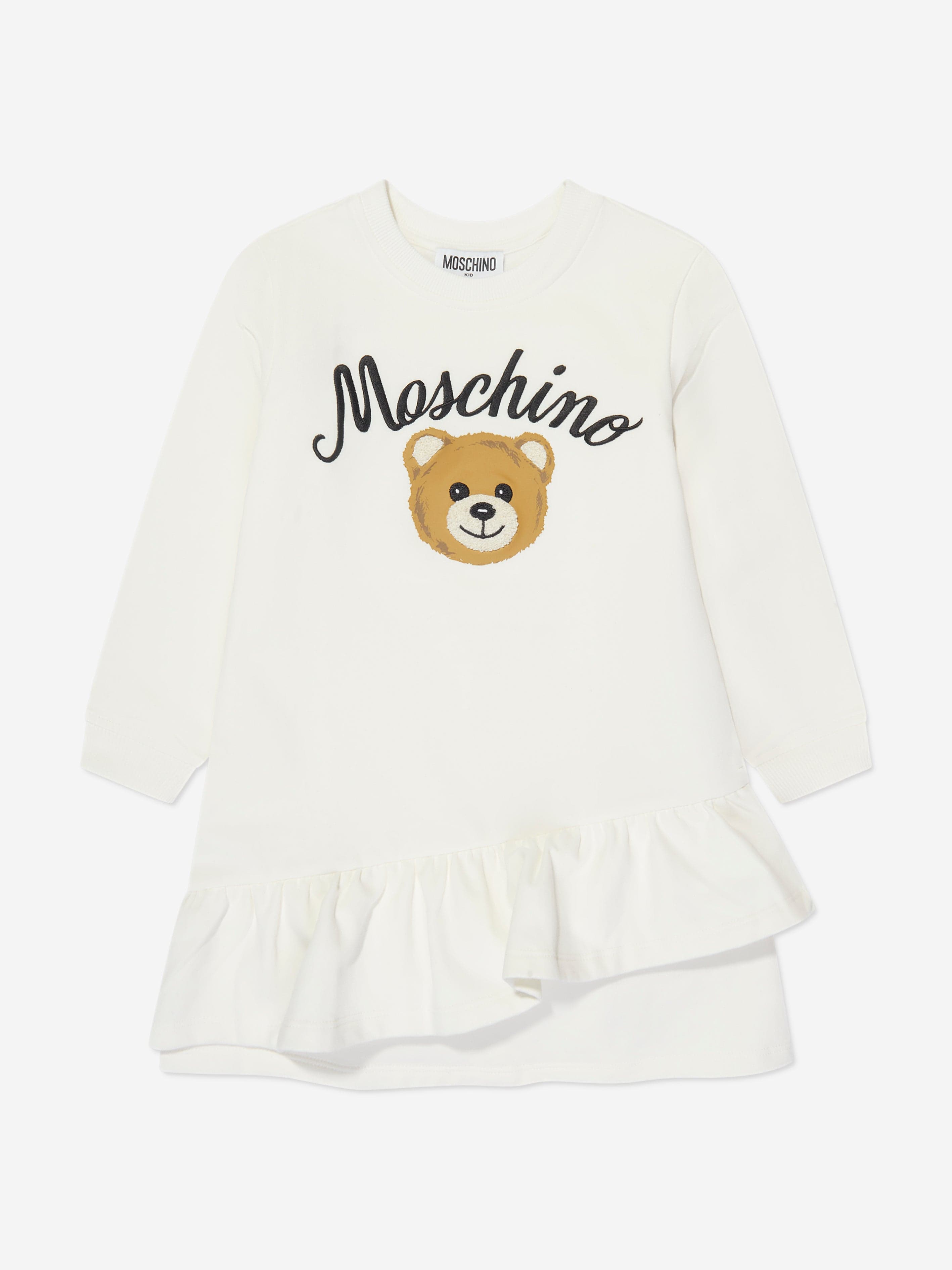 Girls Teddy Bear Sweater Dress in Ivory