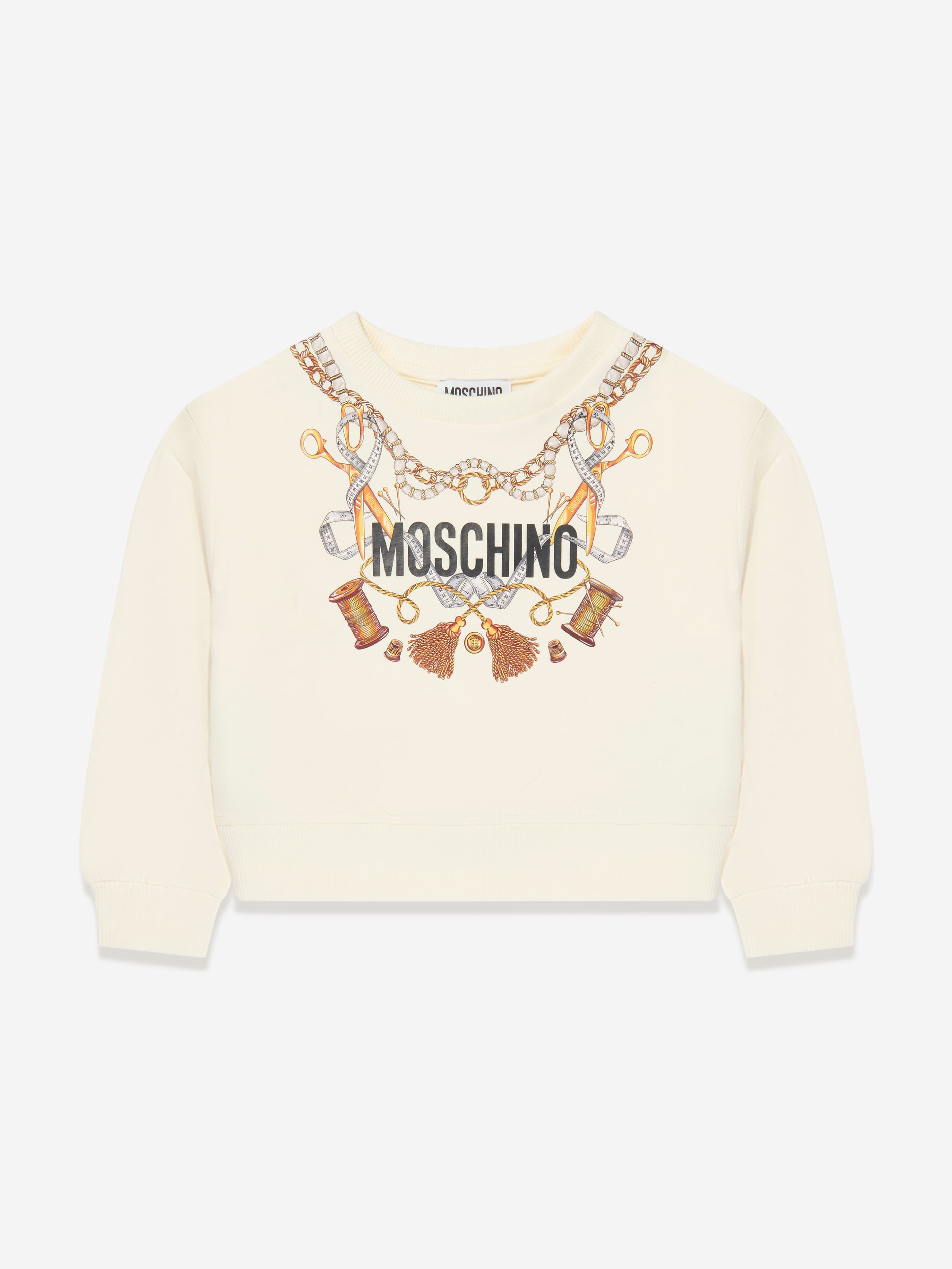 Moschino Kids Girls Logo Sweatshirt in Ivory Childsplay Clothing