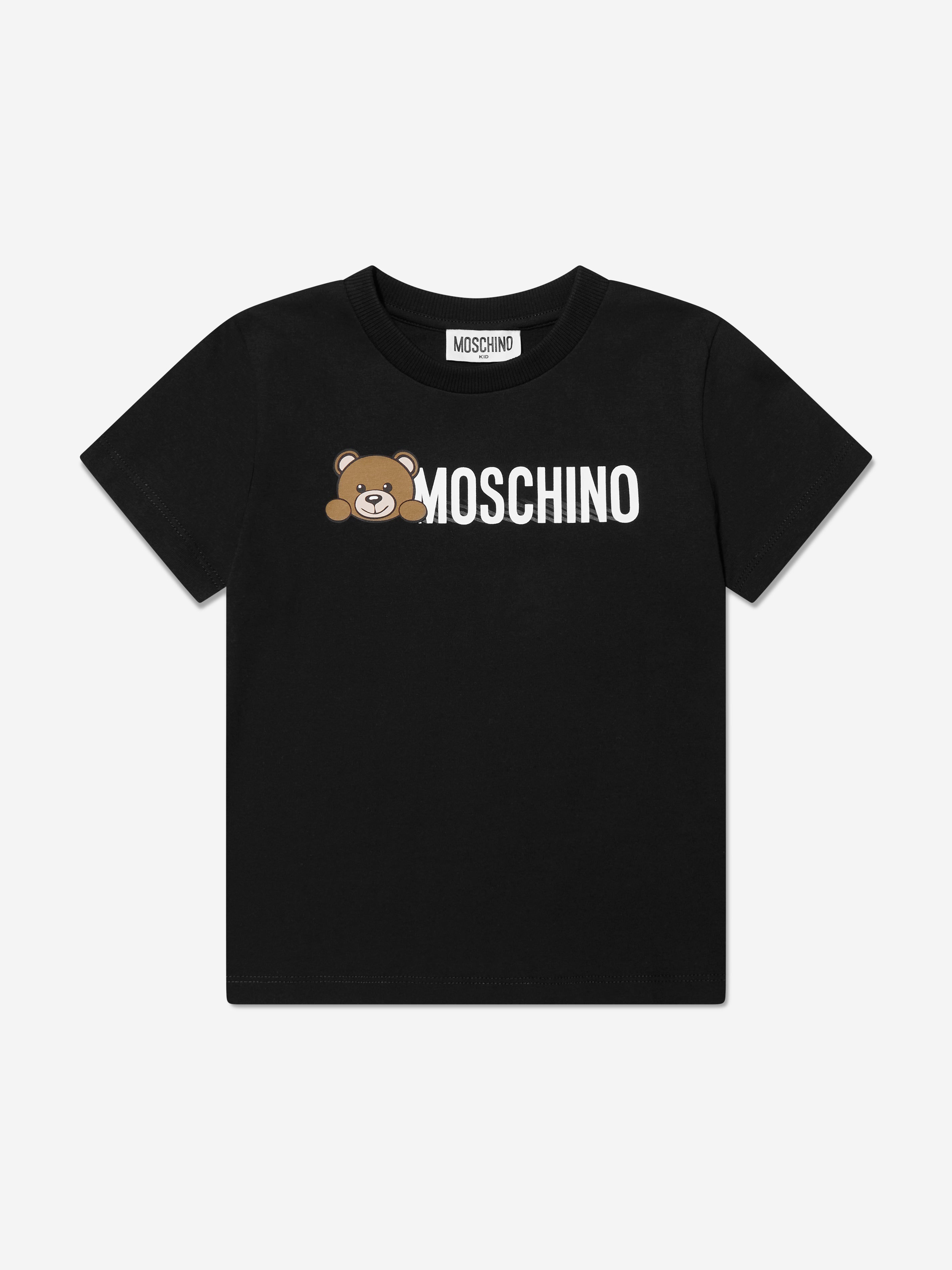 Moschino Kids 子供のテディベアのロゴTシャツは黒です | Childsplay