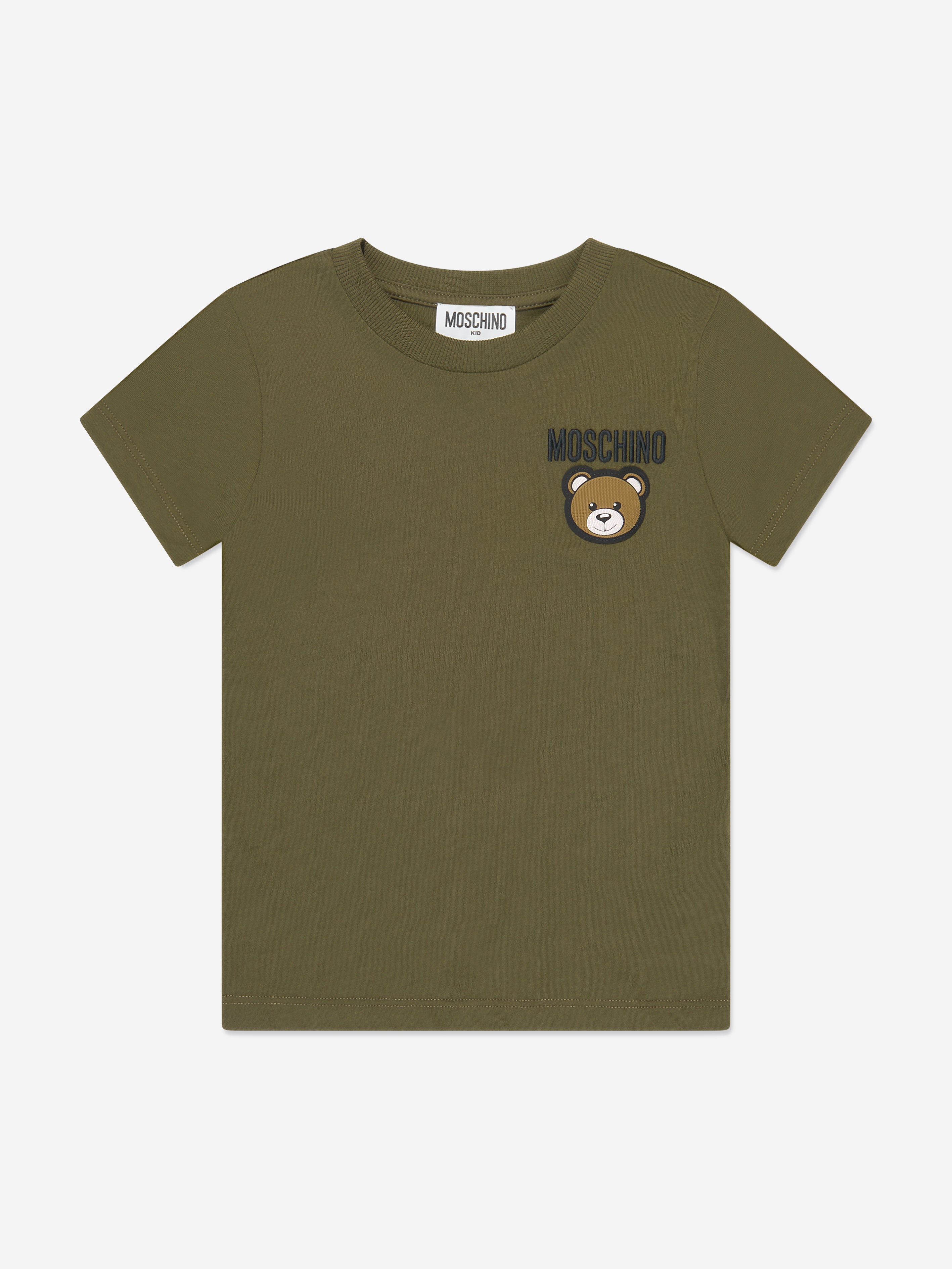 Moschino Kids Boys Teddy Logo T-Shirt in Green | Childsplay Clothing