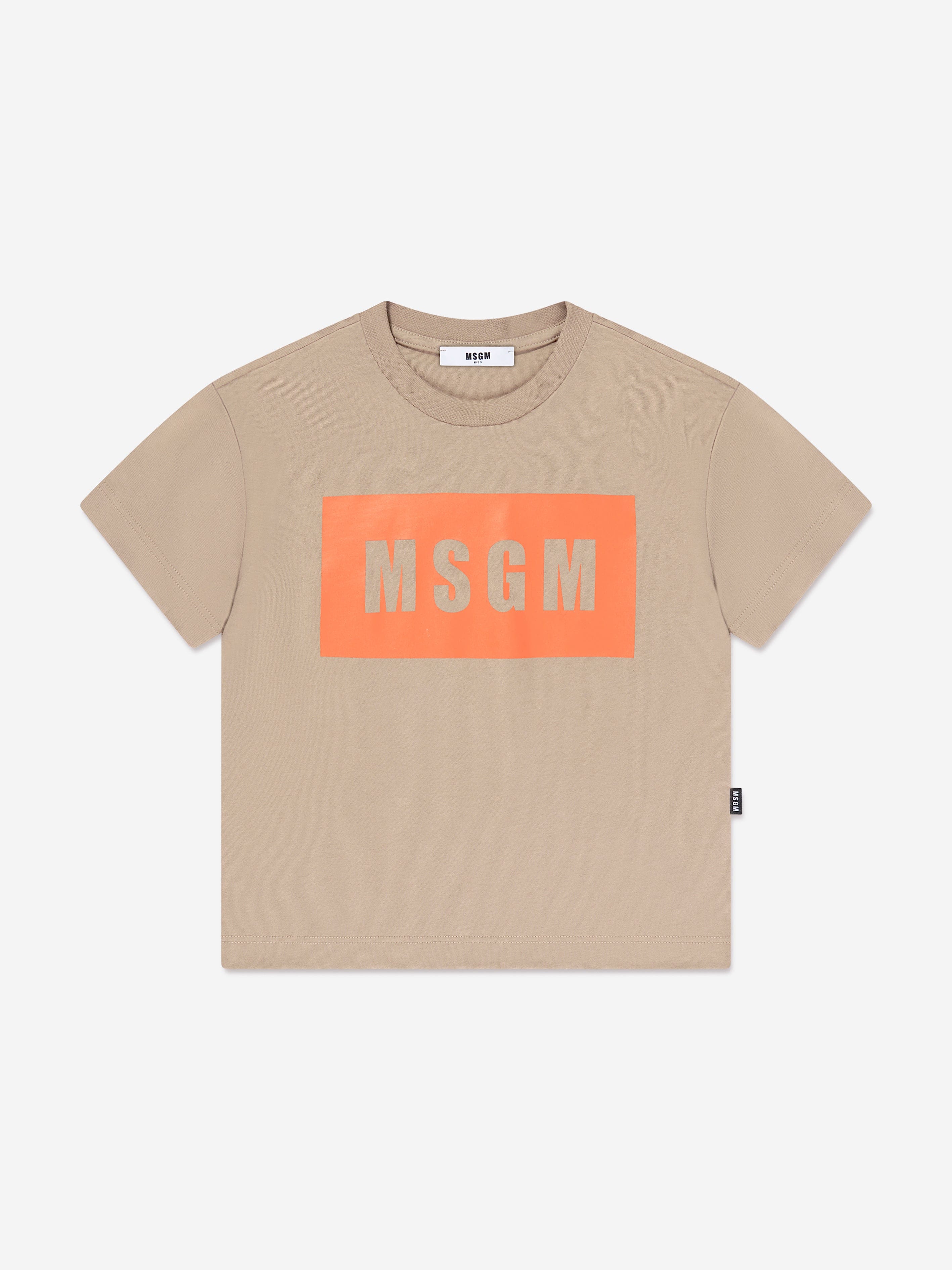 MSGM Kids Logo T-Shirt in Beige | Childsplay Clothing