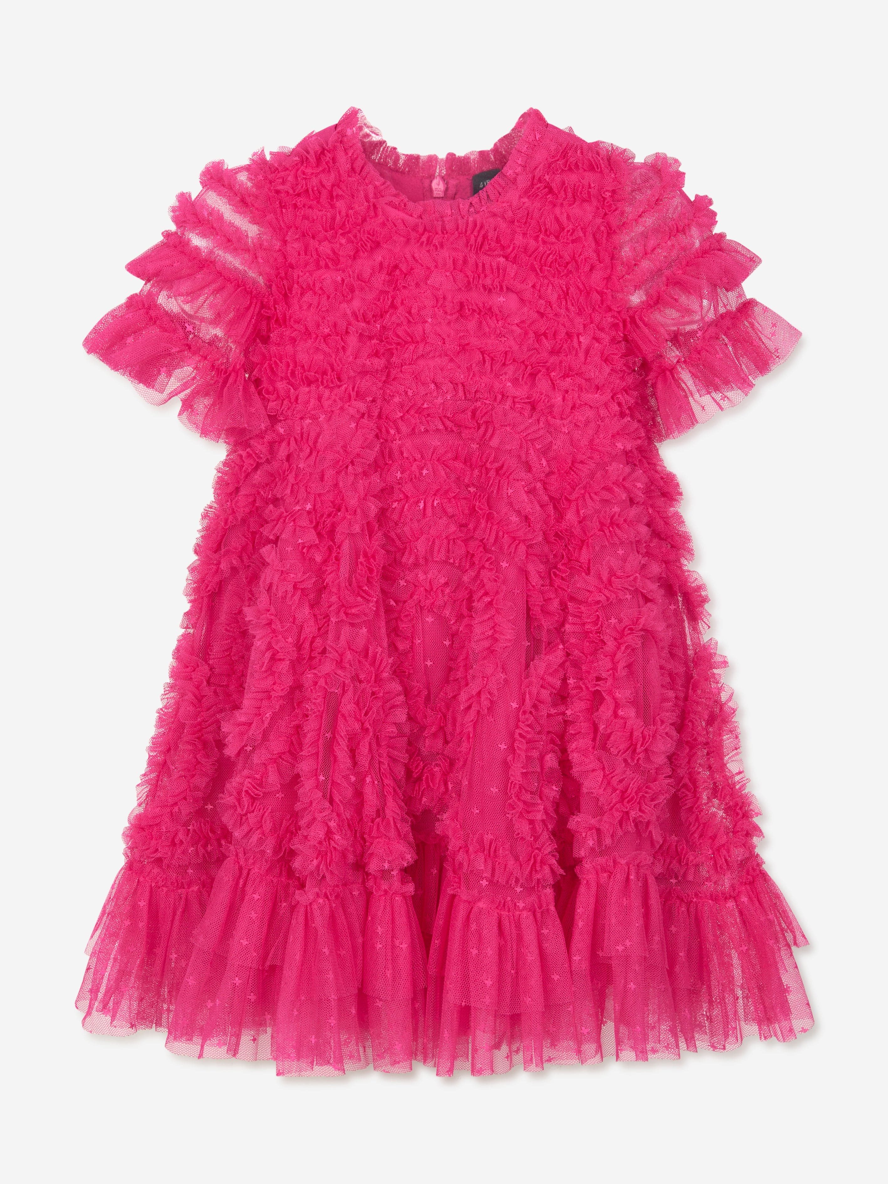 Girls Verity Ruffle Dress in Pink