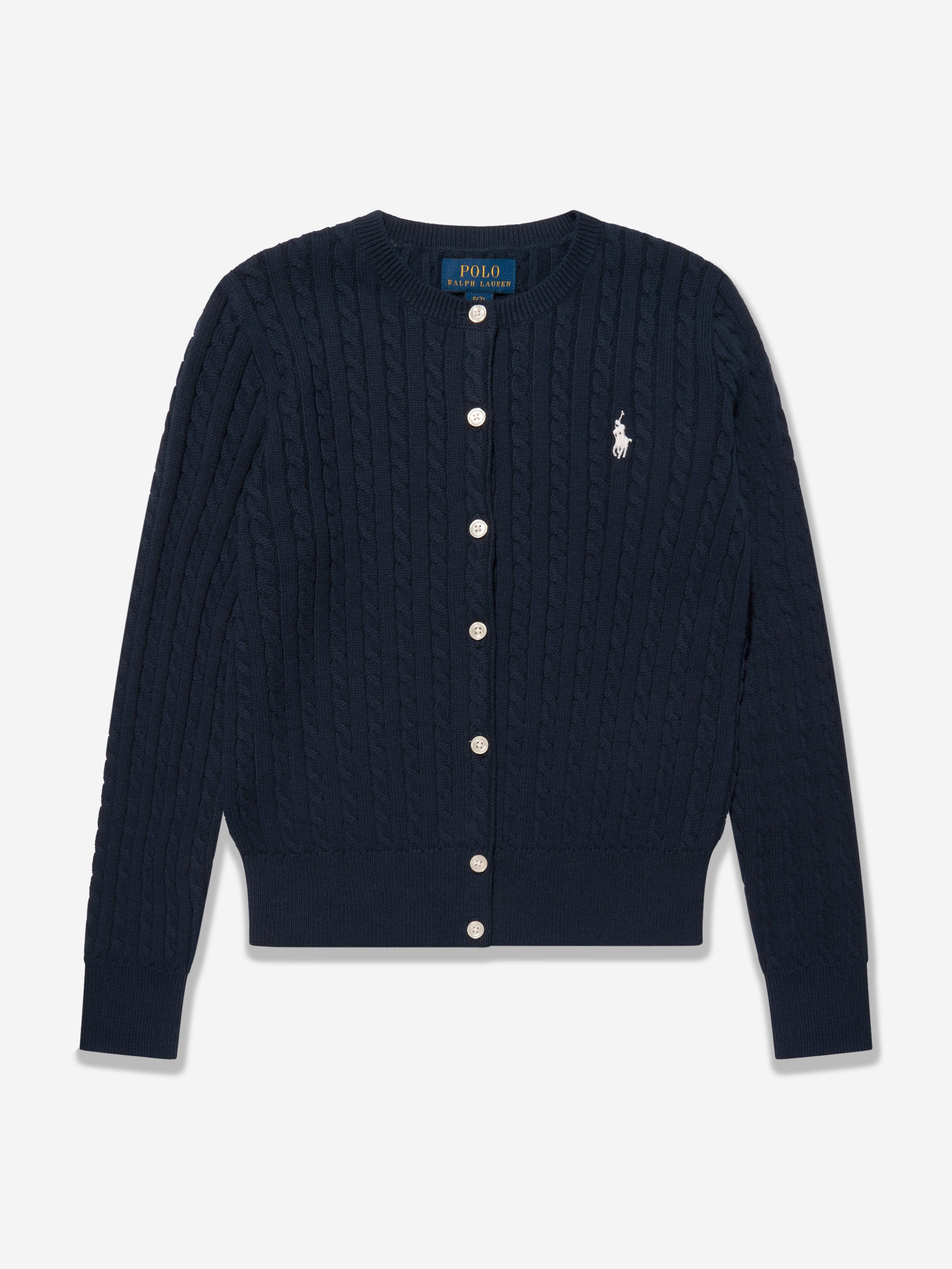 Ralph Lauren Kids Girls Cable Knit Cardigan in Navy | Childsplay