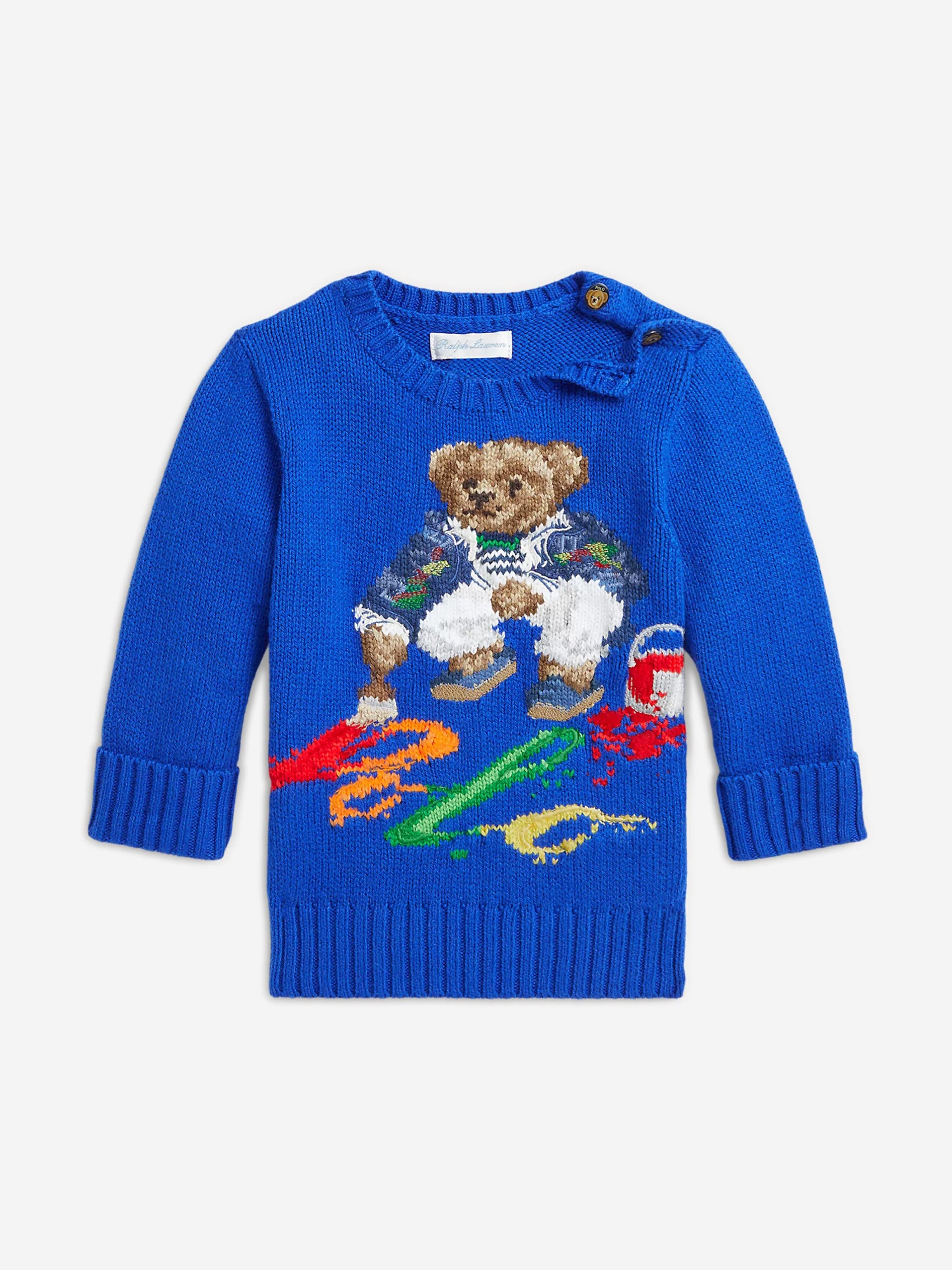 Baby Boys Polo Bear Jumper in Blue