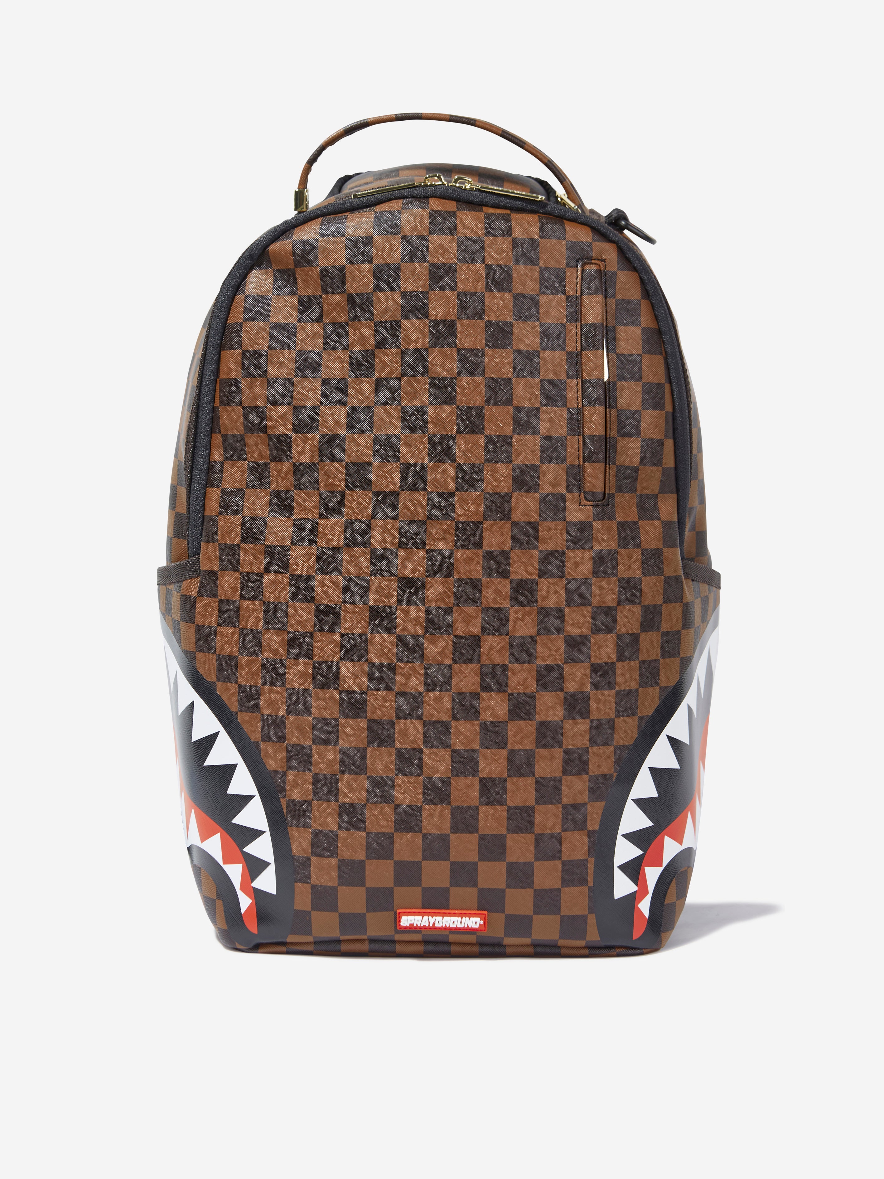 SPRAYGROUND Checkerboard Shark Backpack - Brown