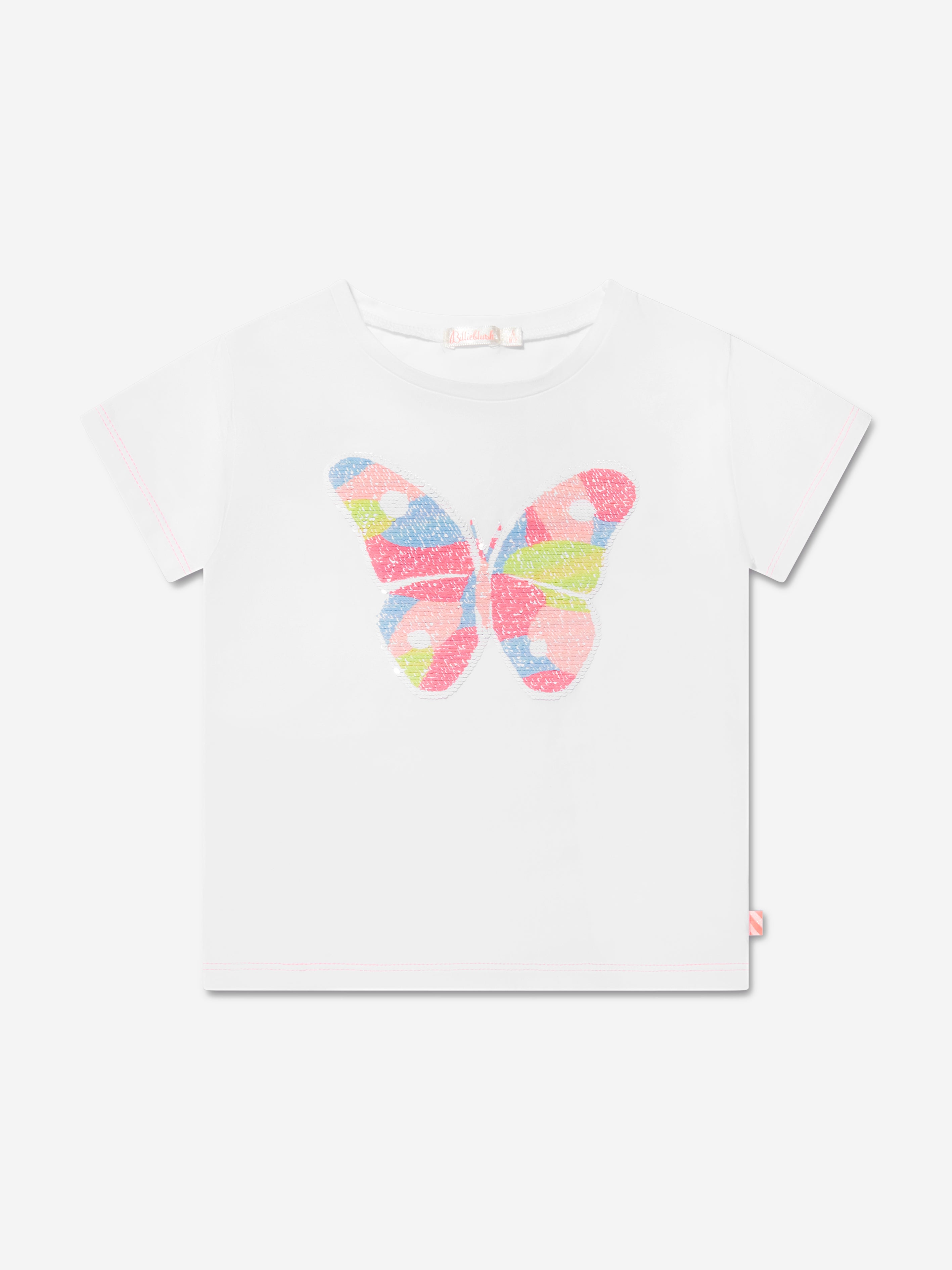 Billieblush 女の子のスパンコールバタフライTシャツは白 | Childsplay