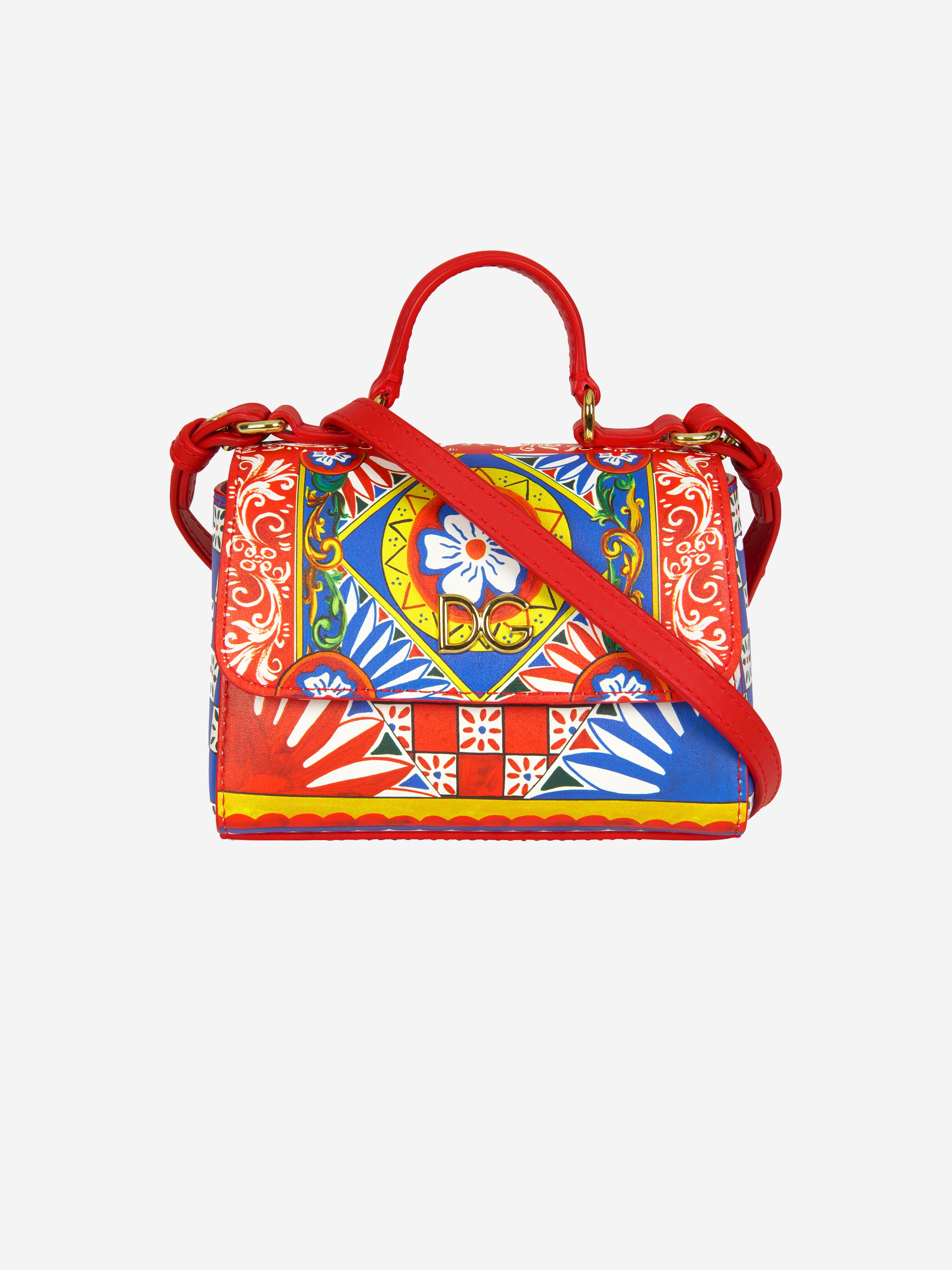 Dolce & Gabbana Sicily Small Carretto-Print Shoulder Bag in Red