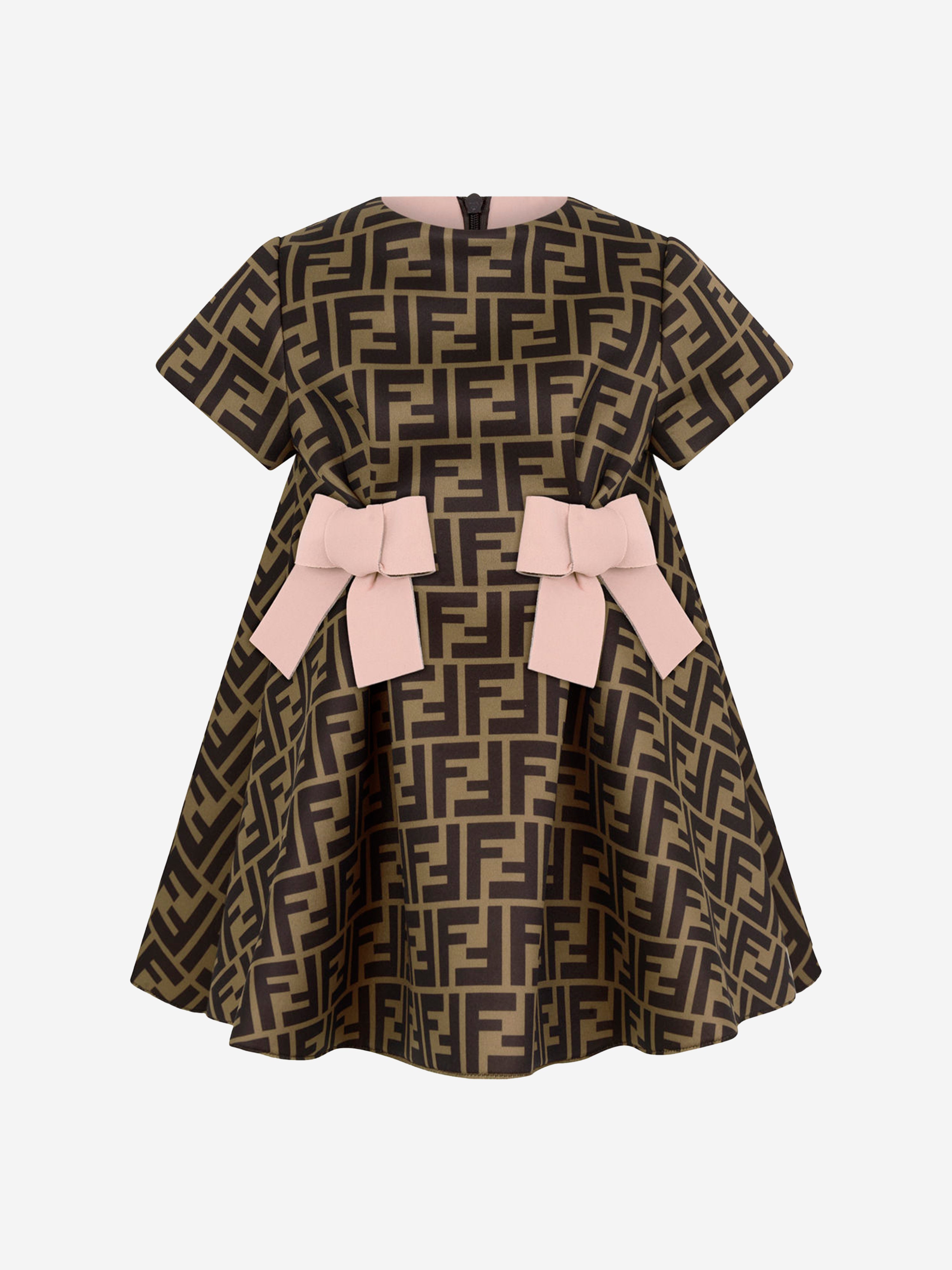 Fendi Kids - Baby Girls FF Logo Dress in Brown