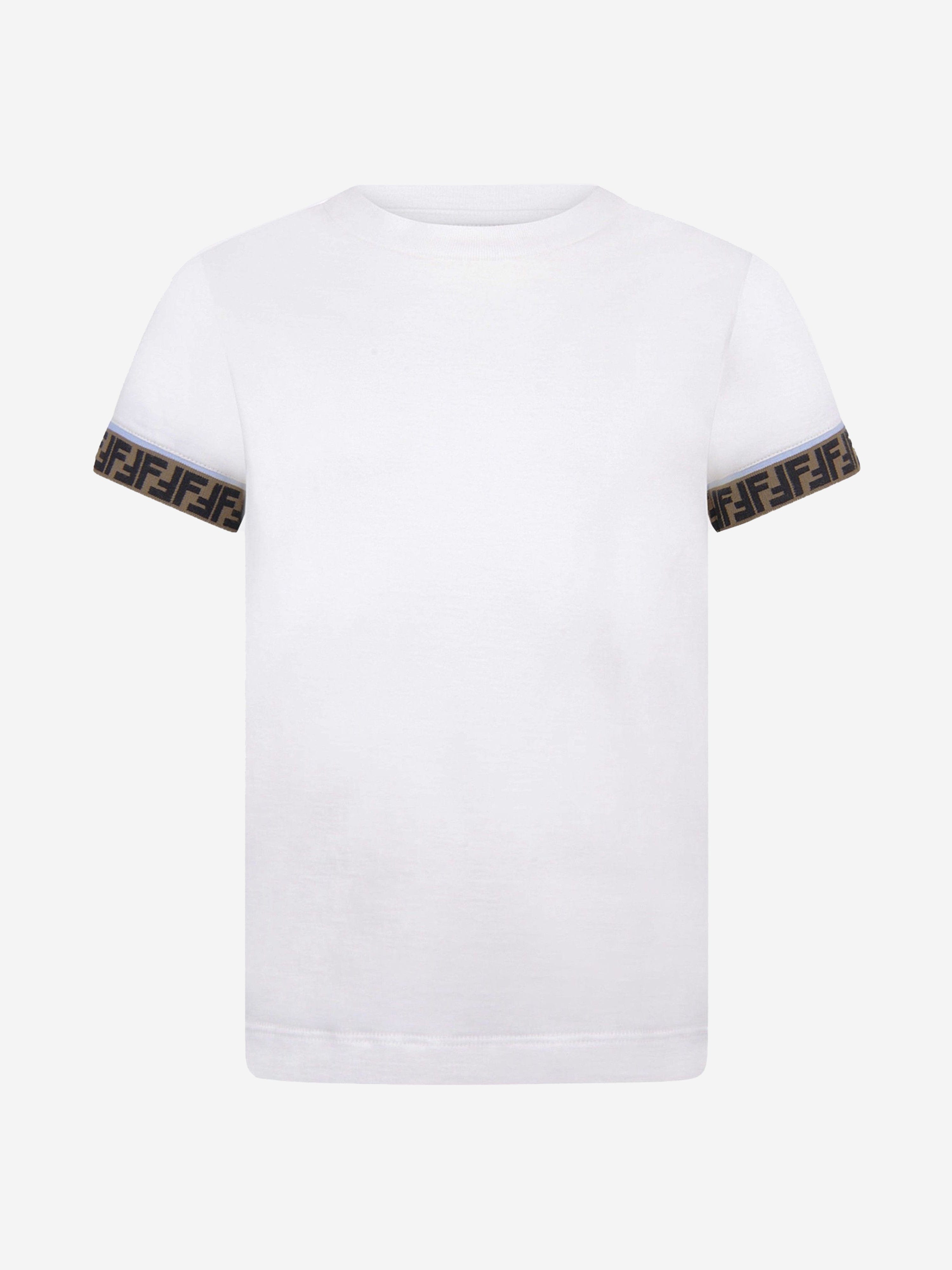 Fendi Kids Kids Logo Trim T-Shirt in White | Childsplay Clothing