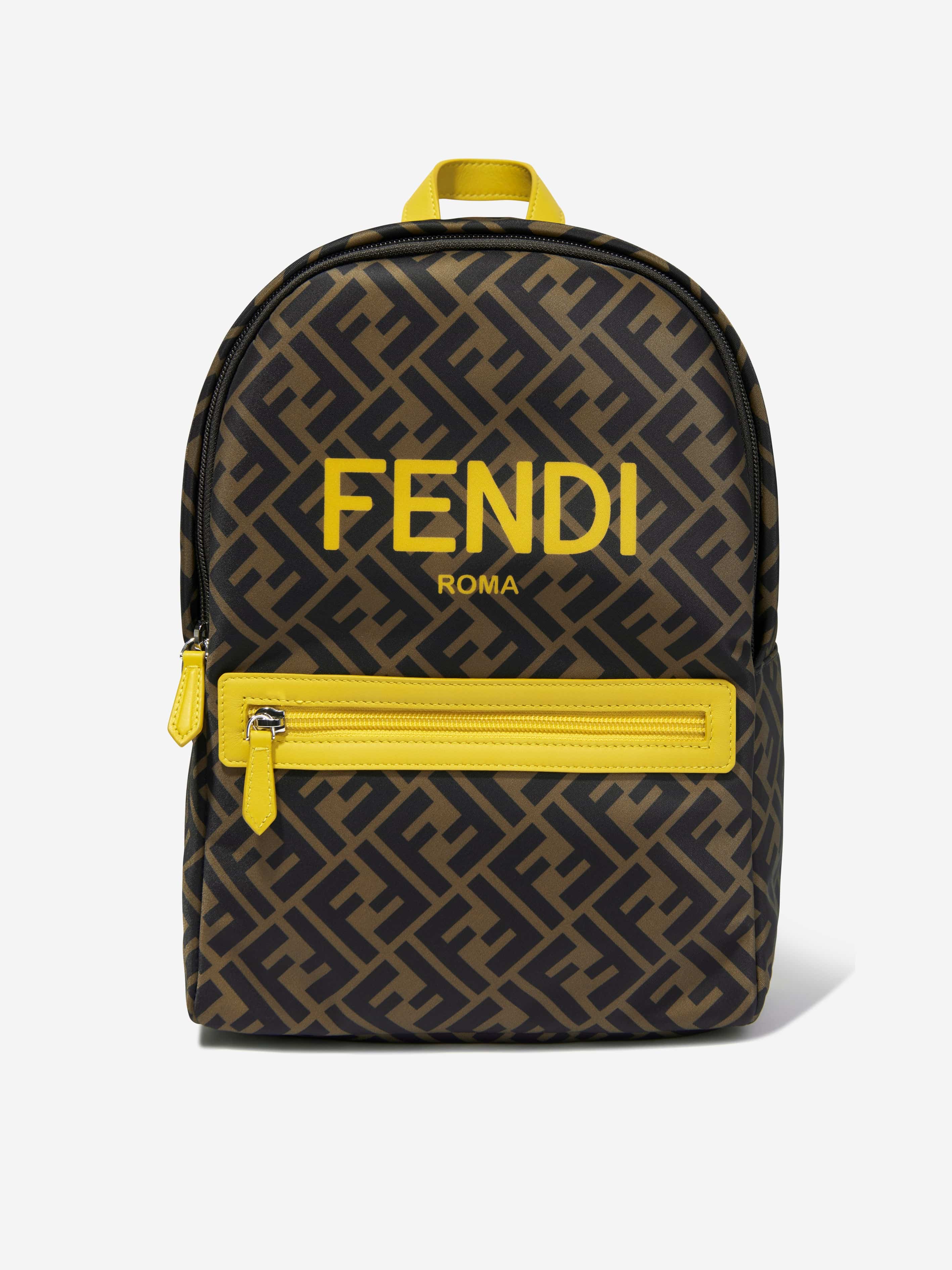 Fendi Kids Kids FF Logo Backpack in Brown Childsplay Clothing