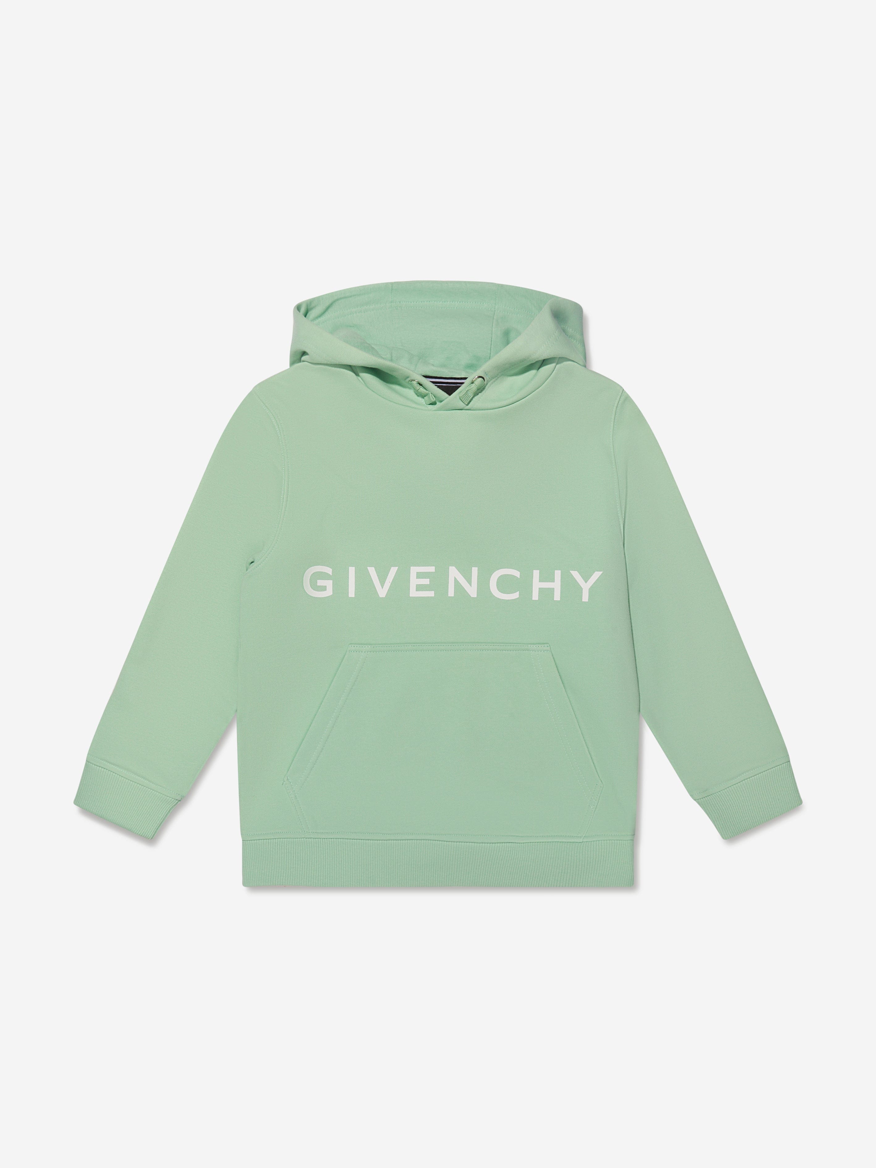 Boys Logo Print Hoodie in Green