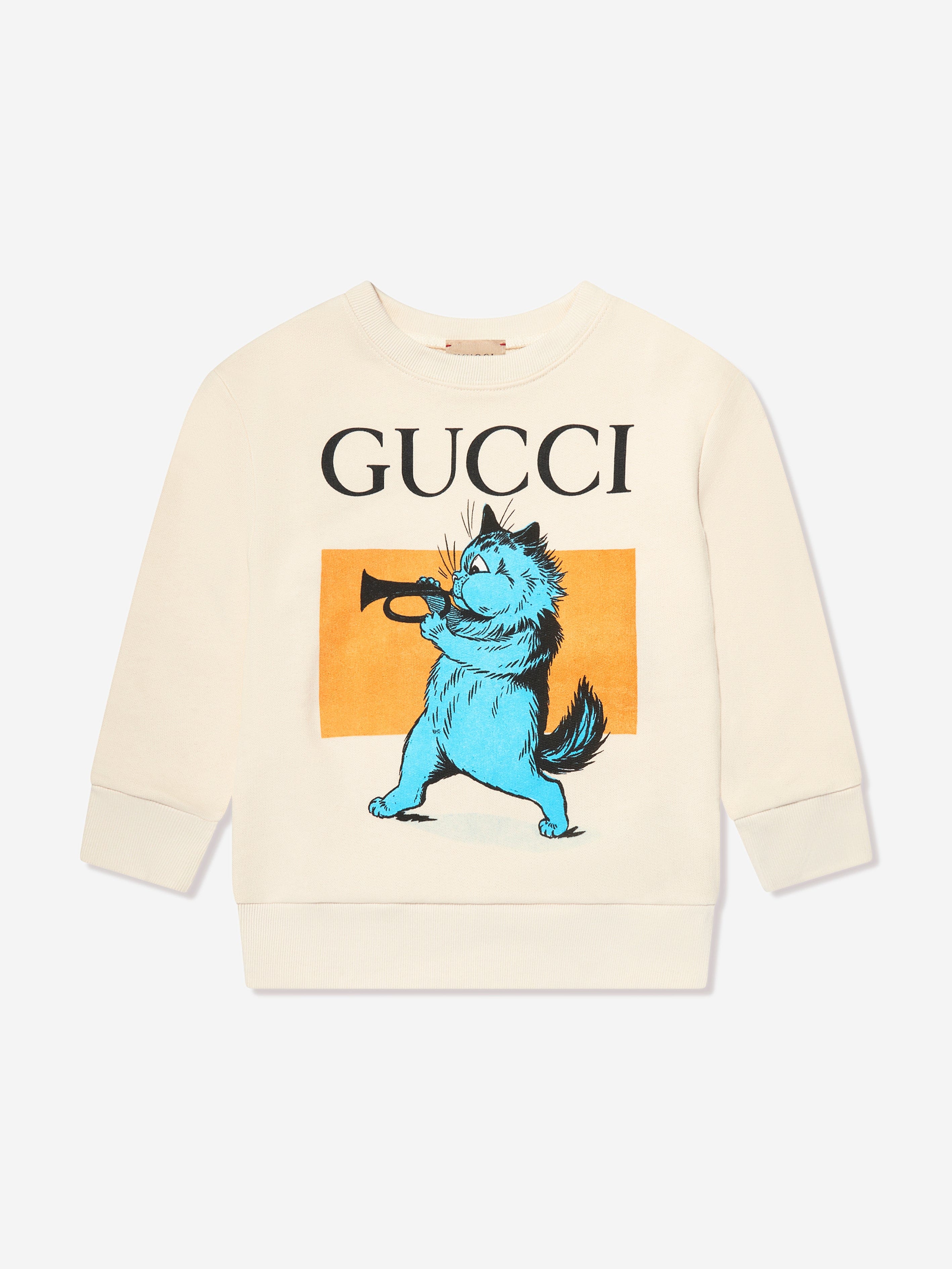 Gucci Kids Kids Cat Print Sweatshirt in Cream Childsplay Clothing