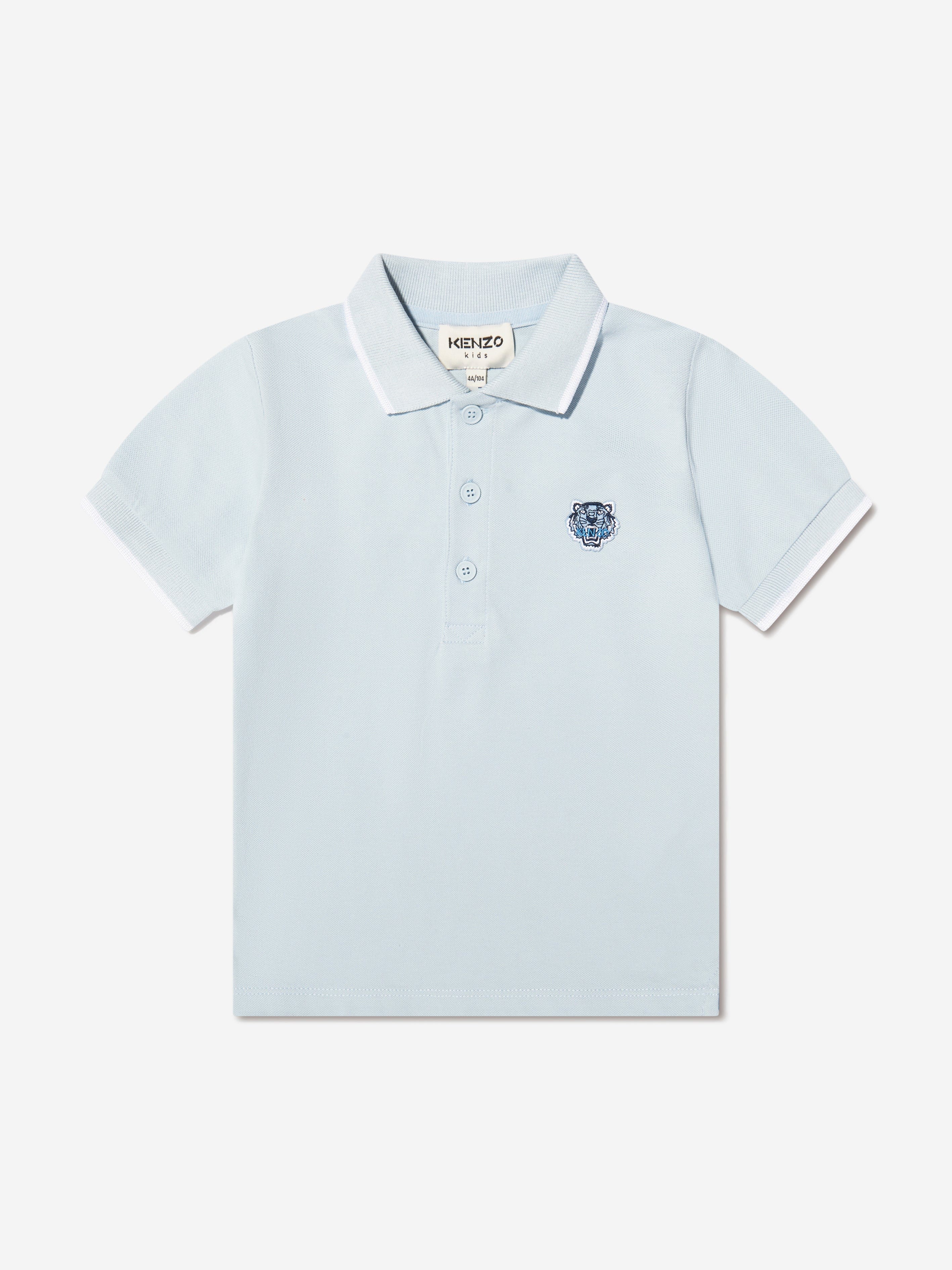 Baby Boys Organic Cotton Tiger Polo Shirt in Blue