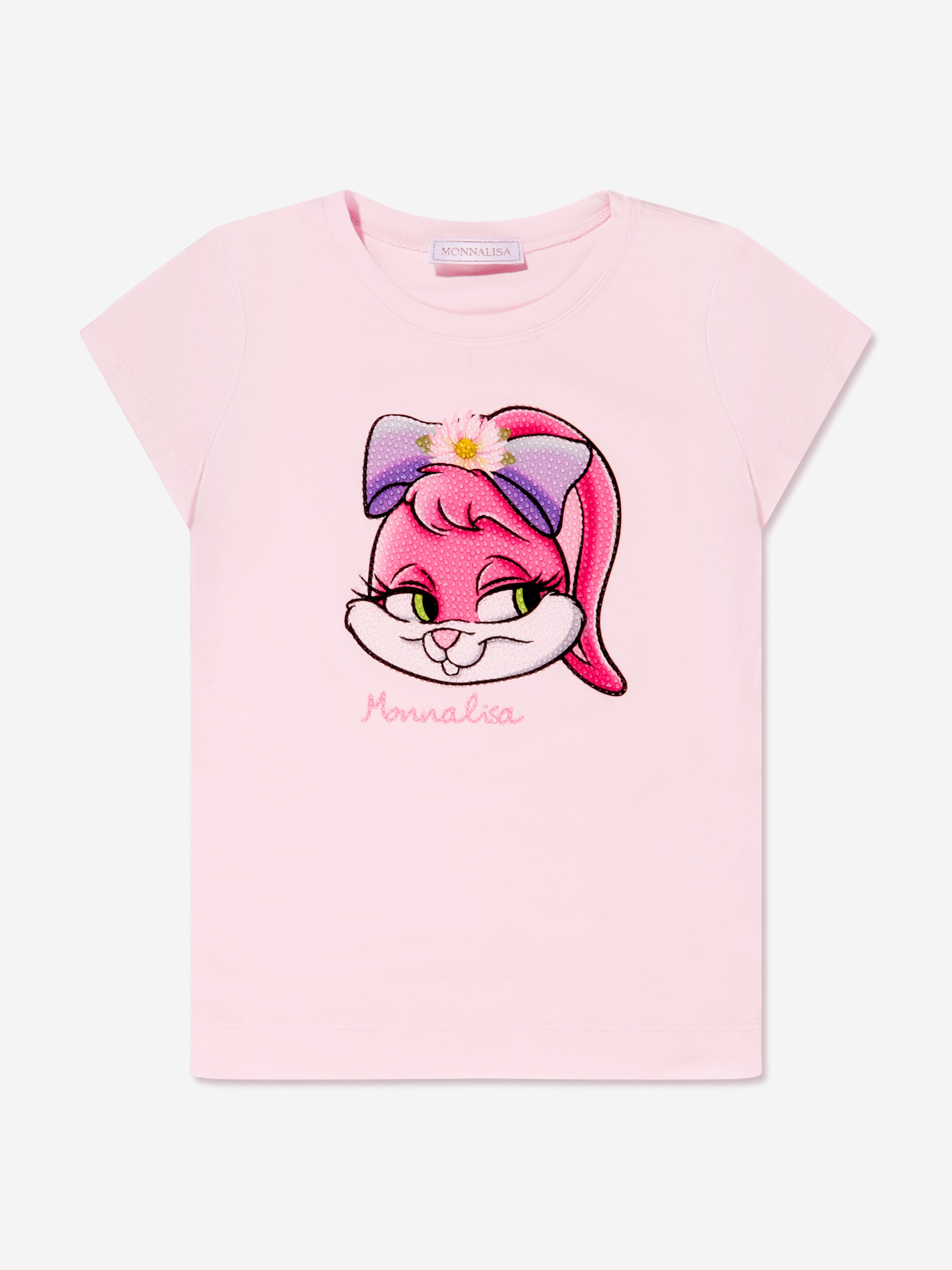 Monnalisa ピンクの女の子のローラ・バニーTシャツ | Childsplay Clothing