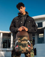 SPRAYGROUND SIP WITH CAMO ACCENT SAVAGE BACKPACK, Brown Men's Backpacks
