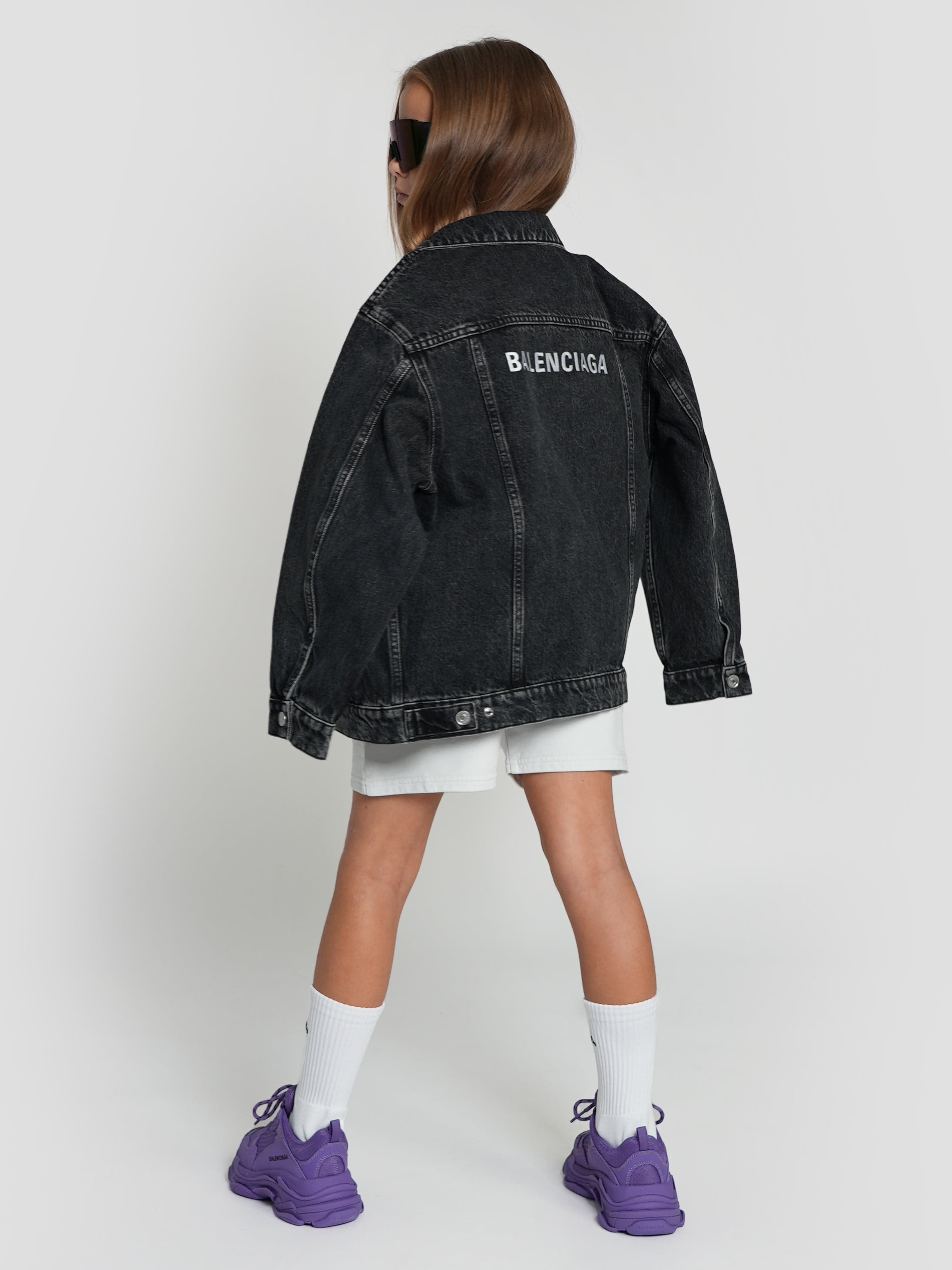 Balenciaga Kids Denim Jacket in Black