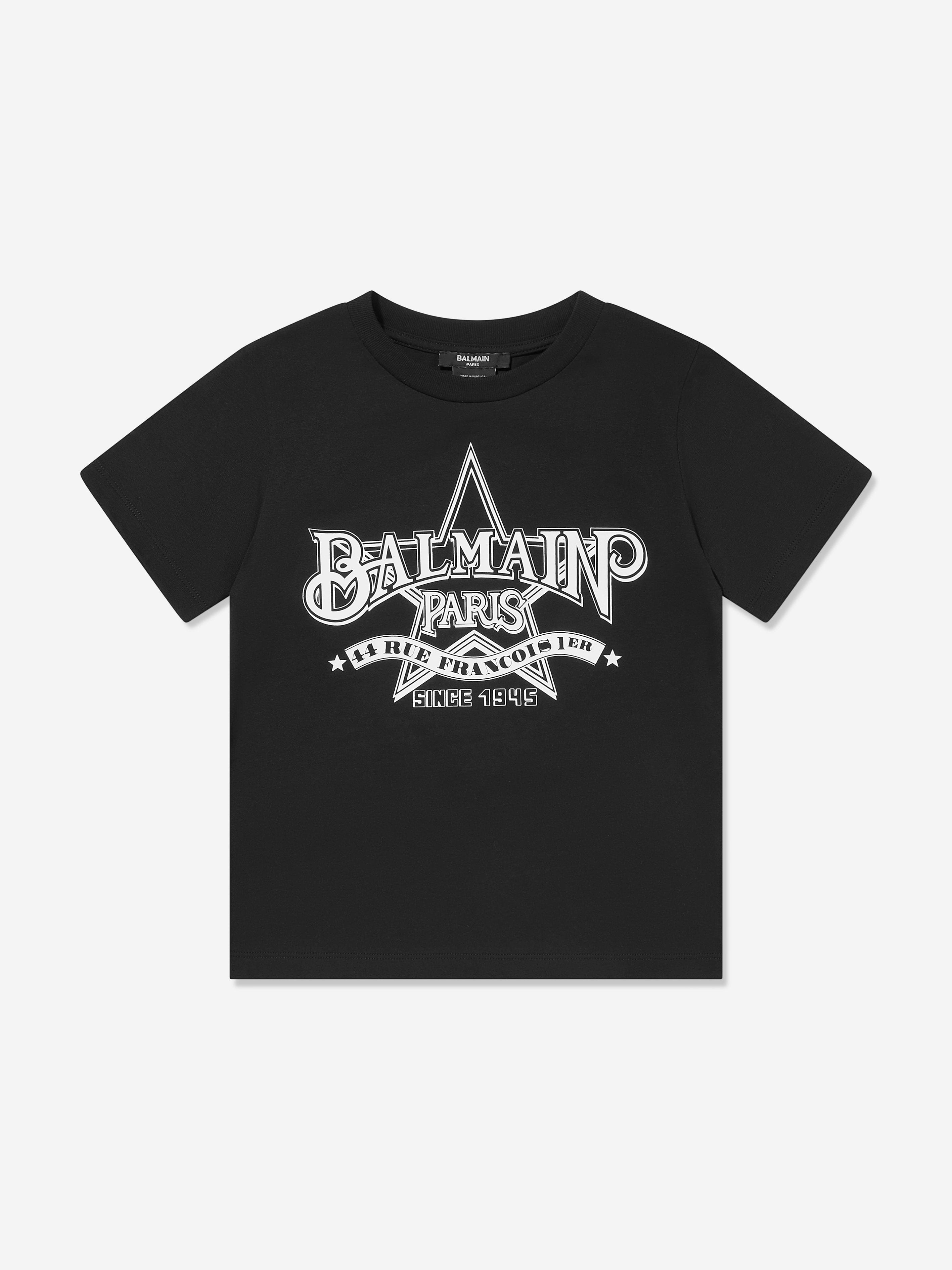 Balmain Kids Logo Print T-Shirt in Black