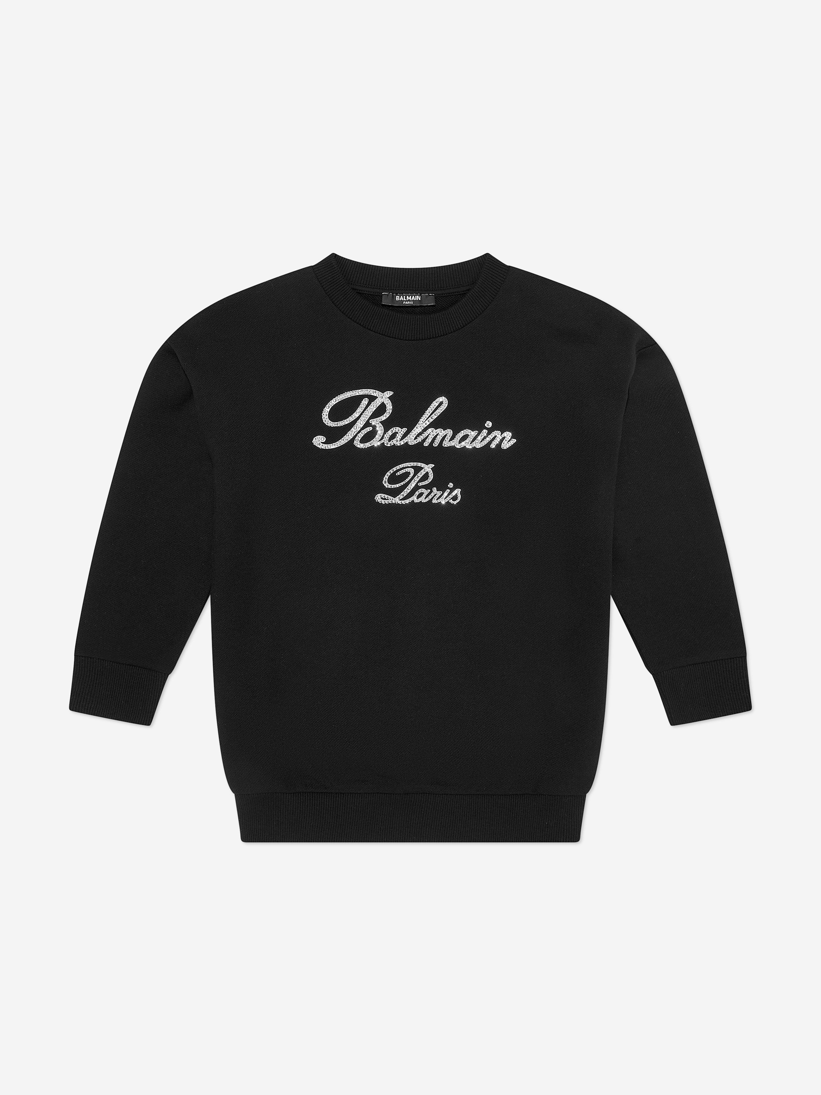 Balmain Girls Paris Logo Sweatshirt in Black