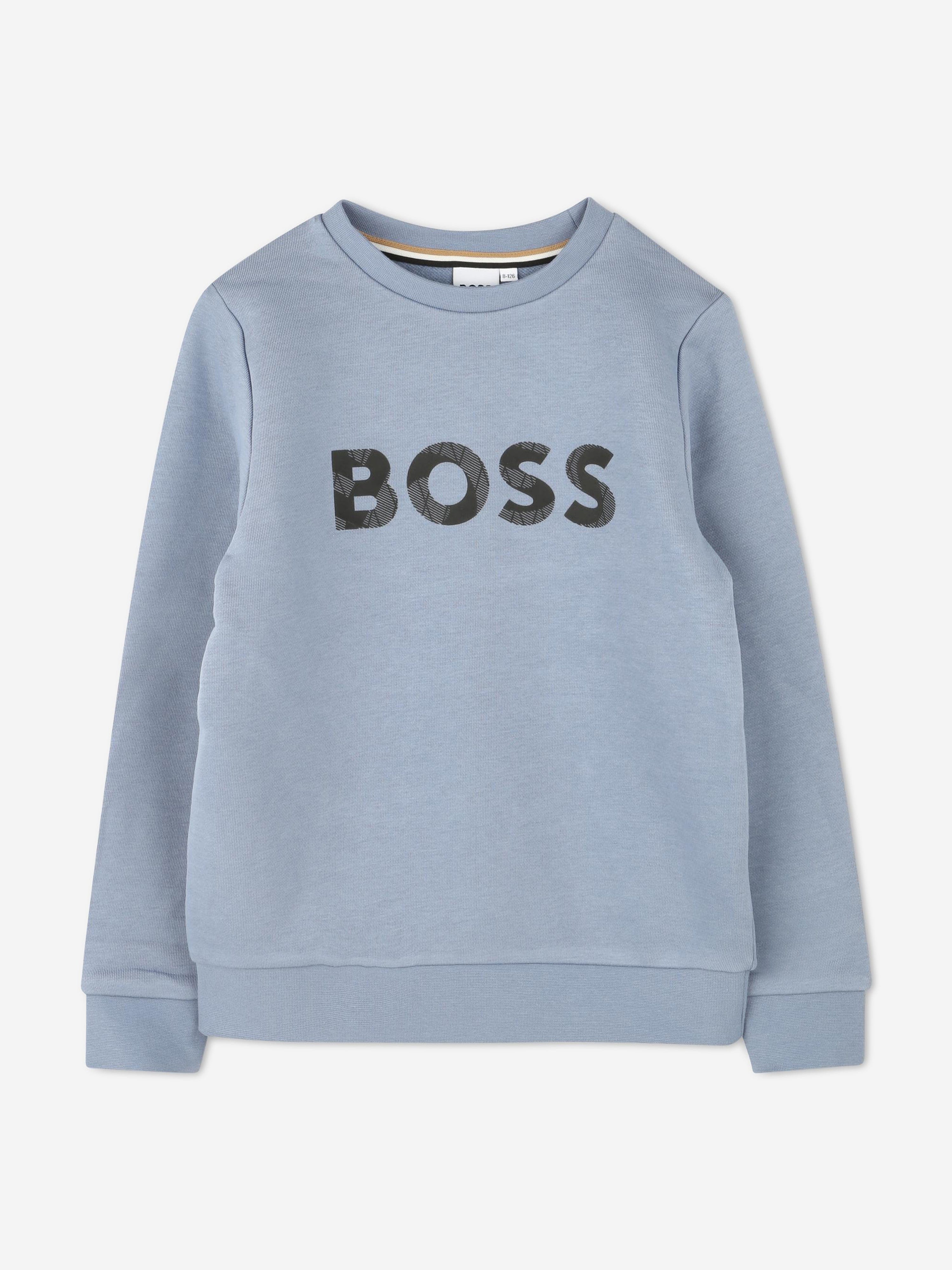 BOSS Boys Logo Print Sweatshirt in Grey